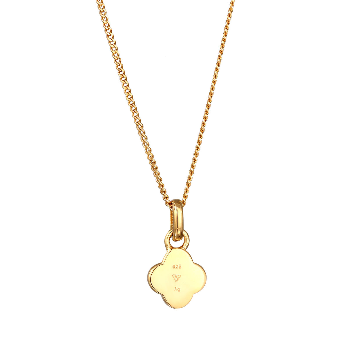 Weiß - Elli | Halskette Kleeblatt | Anhänger Emaille (Weiß) | 925 Sterling Silber vergoldet
