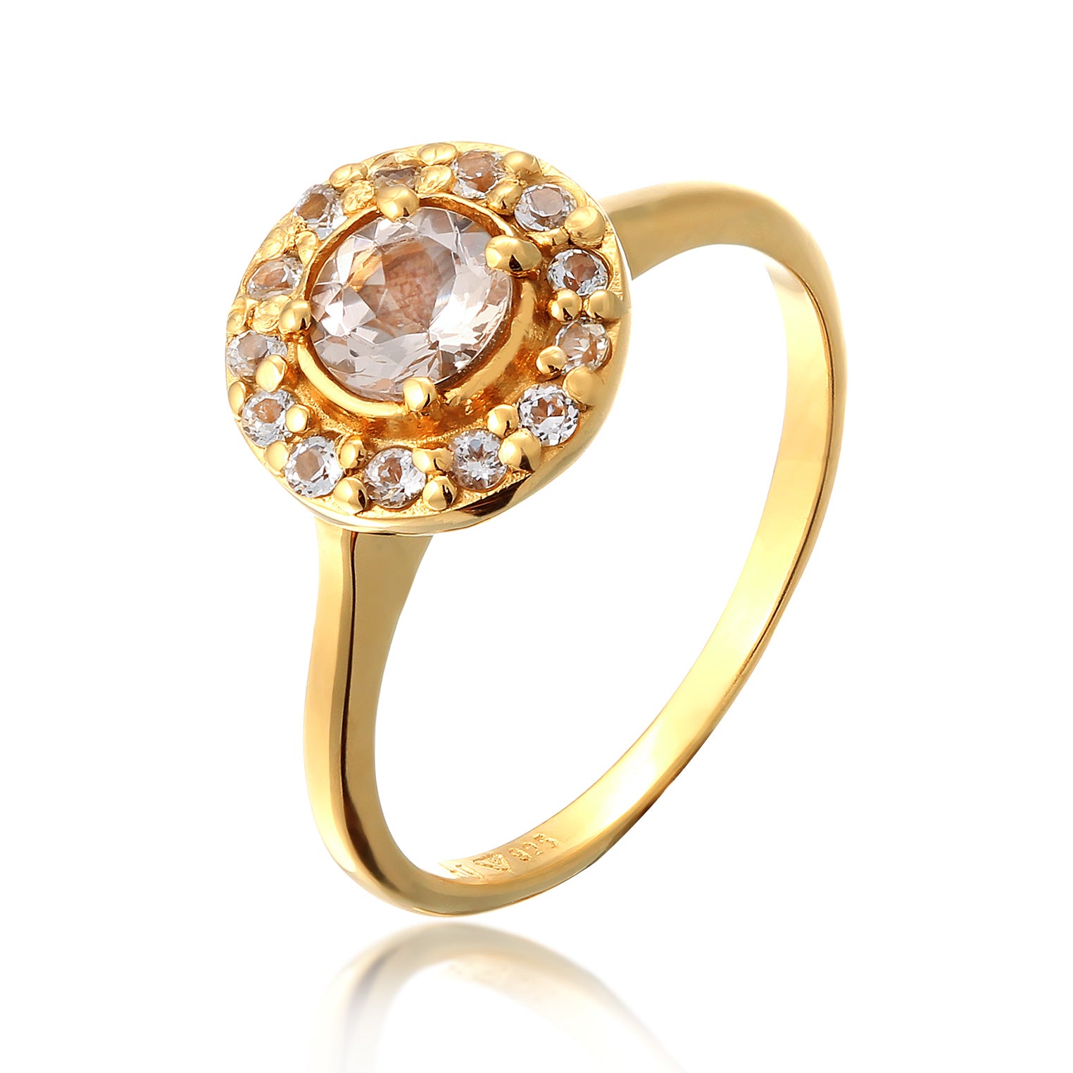 Gold - Elli PREMIUM | Verlobungsring | Topas & Morganite (Pfirsich) | 925 Sterling Silber vergoldet