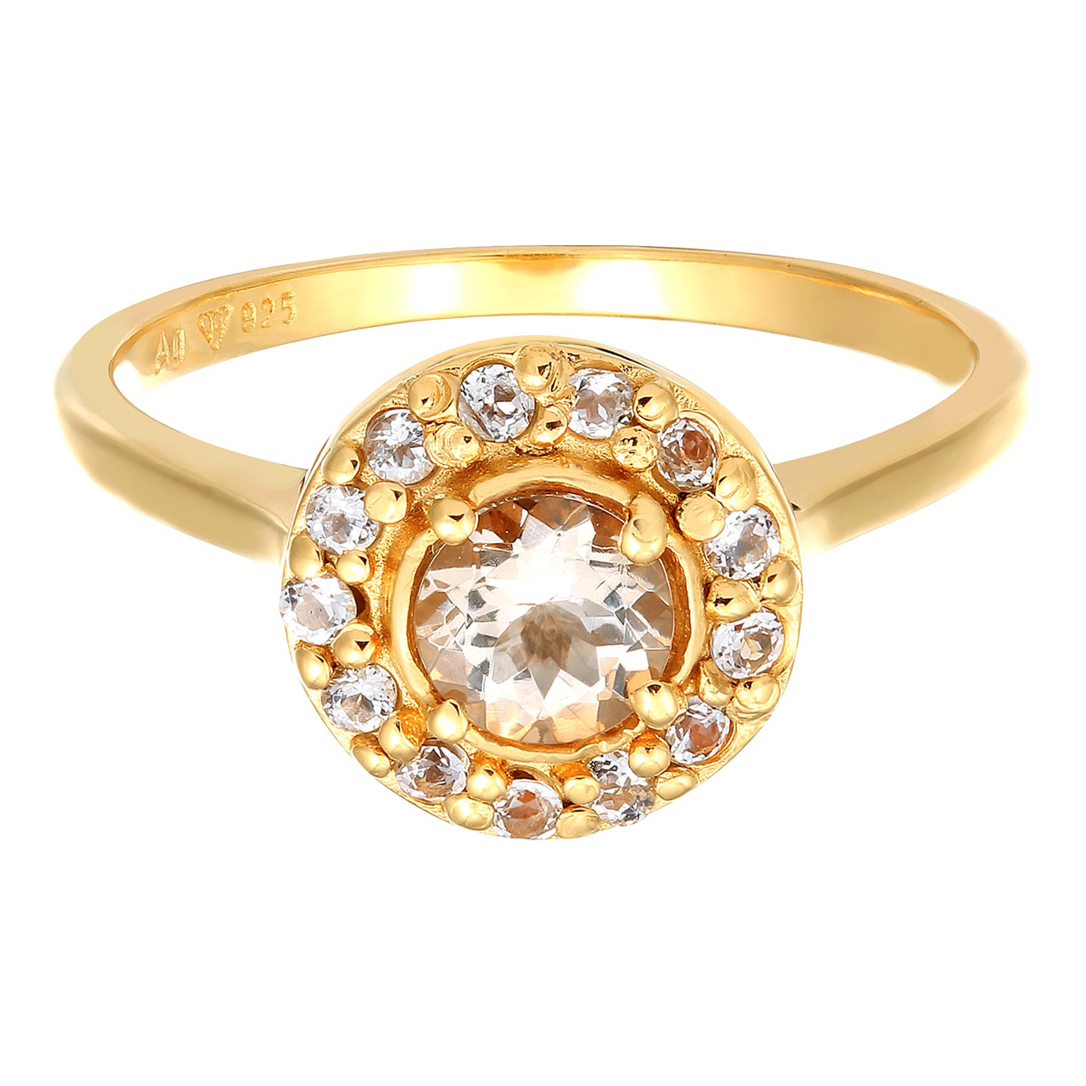 Gold - Elli PREMIUM | Verlobungsring | Topas & Morganit (Pfirsich) | 925 Sterling Silber vergoldet