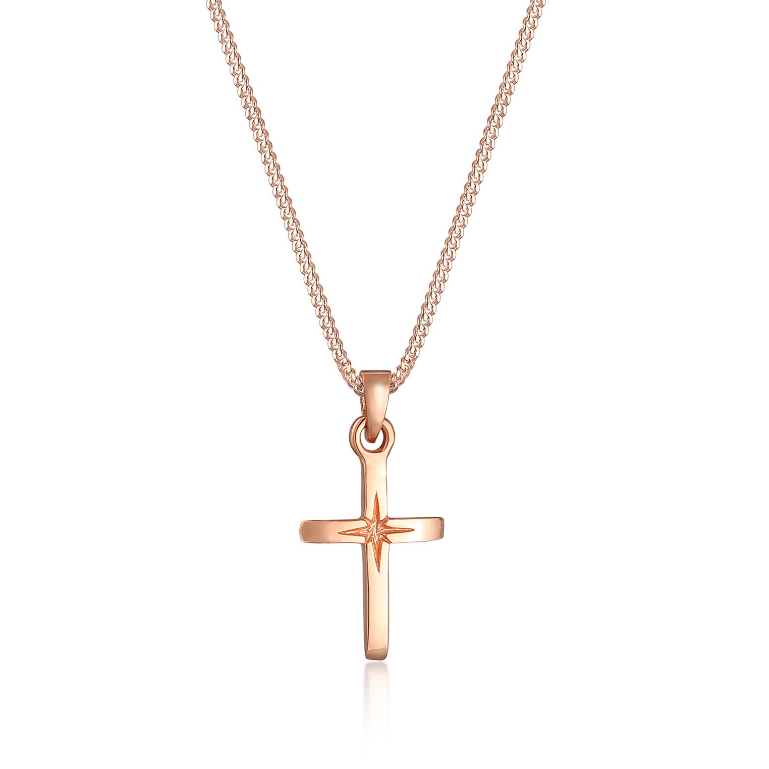 Roségold - Elli | Halskette Kreuzanhänger | 925 Sterling Silber Rosegold