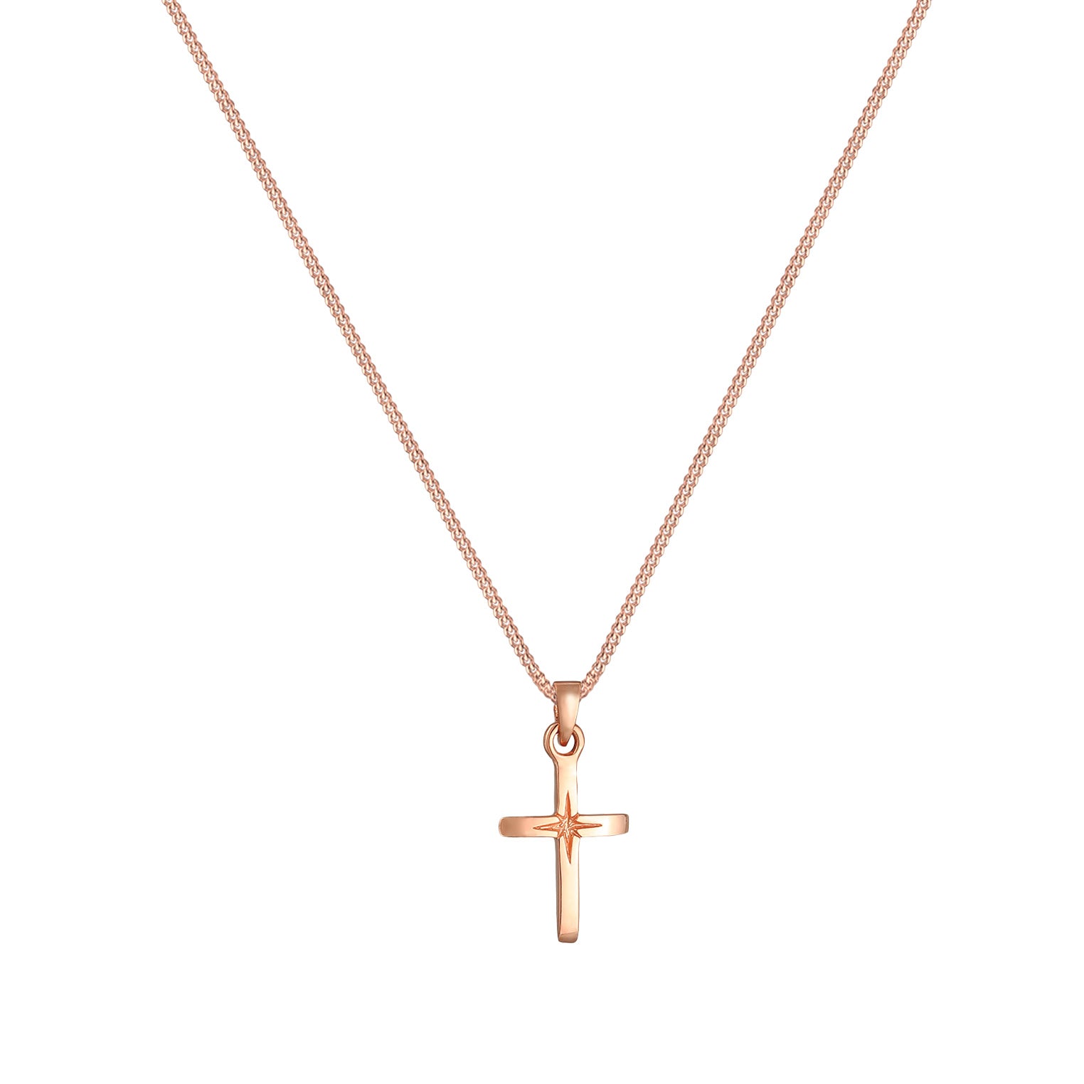 Roségold - Elli | Halskette Kreuzanhänger | 925 Sterling Silber Rosegold