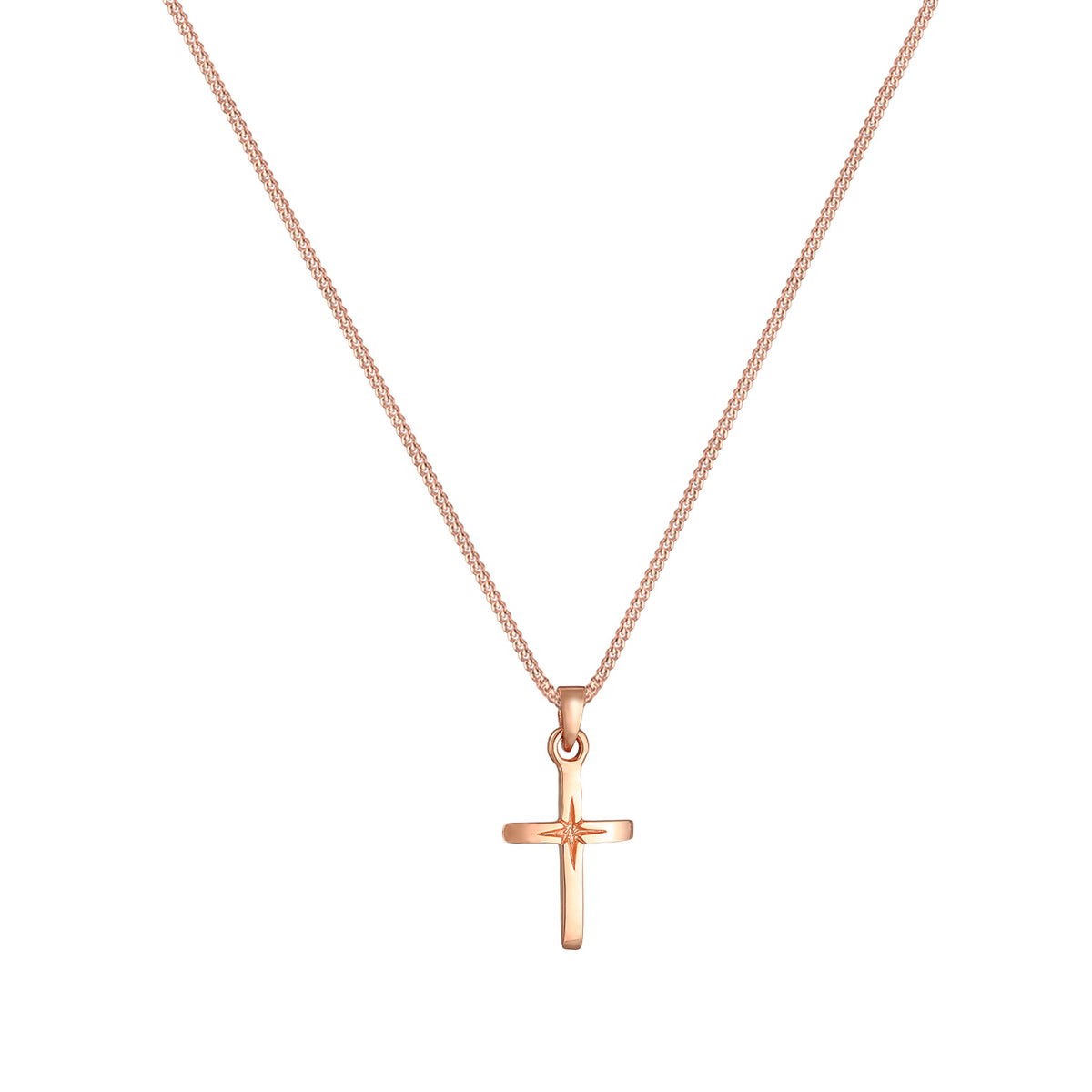 Roségold - Elli | Halskette Kreuzanhänger | 925 Sterling Silber Rosegold