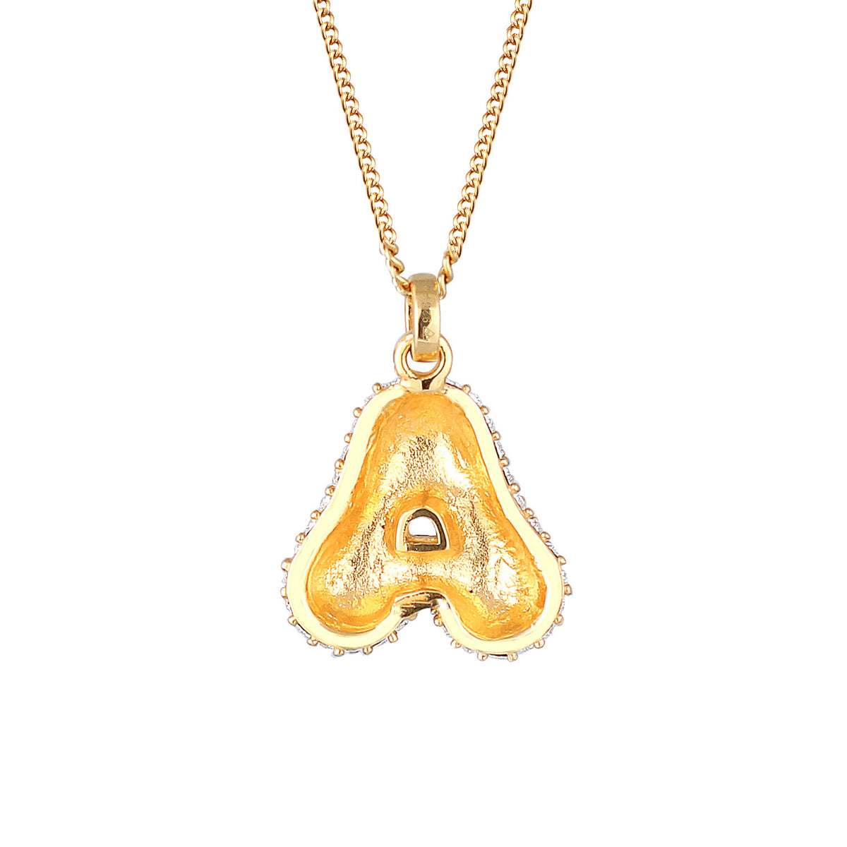 Gold - Elli | Halskette Bubble Buchstabe A | Mit Kristallen von Swarovski® (Weiß) | 925 Sterling Silber vergoldet
