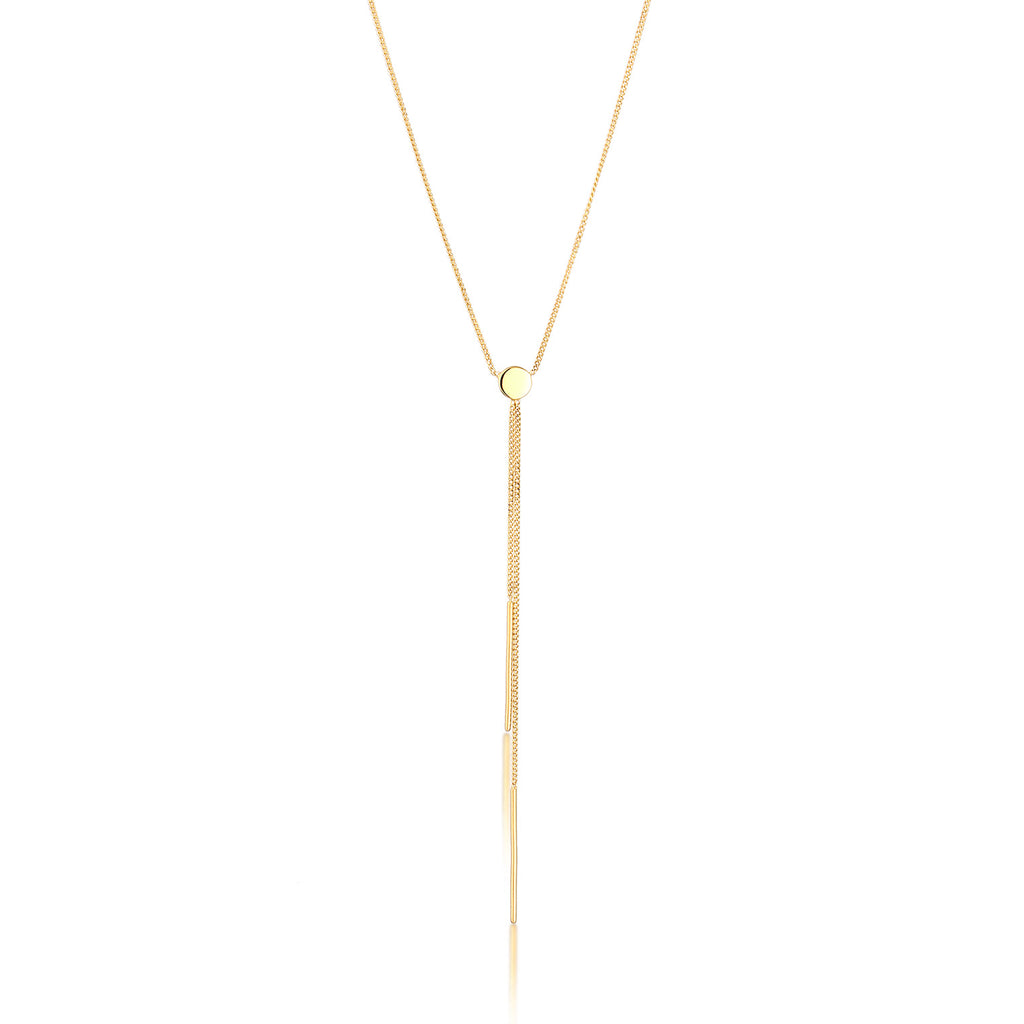 Gold - Elli PREMIUM | Y-Halskette Plättchen | 375 Gelbgold