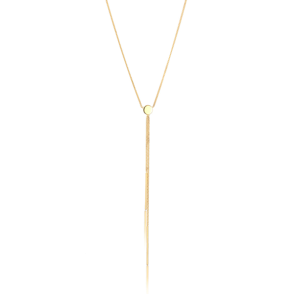 Gold - Elli PREMIUM | Y-Halskette Plättchen | 375 Gelbgold