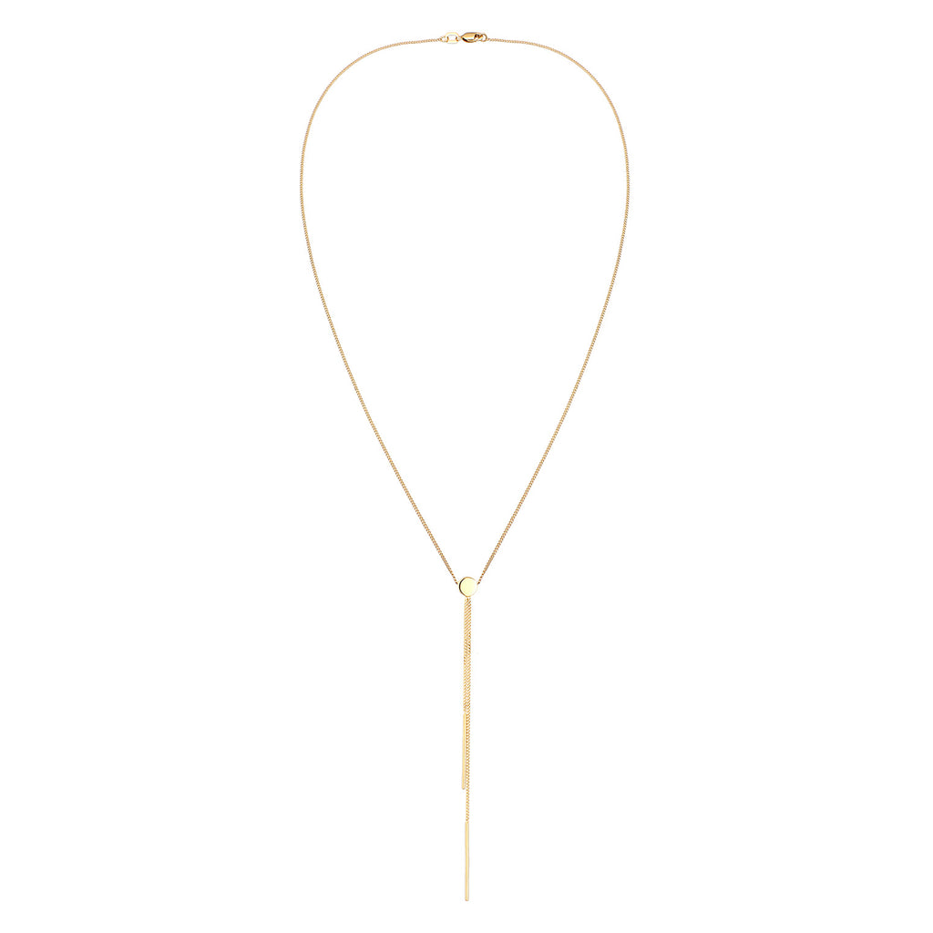 Gold - Elli PREMIUM | Y-Halskette Plättchen | 375 Gelbgold