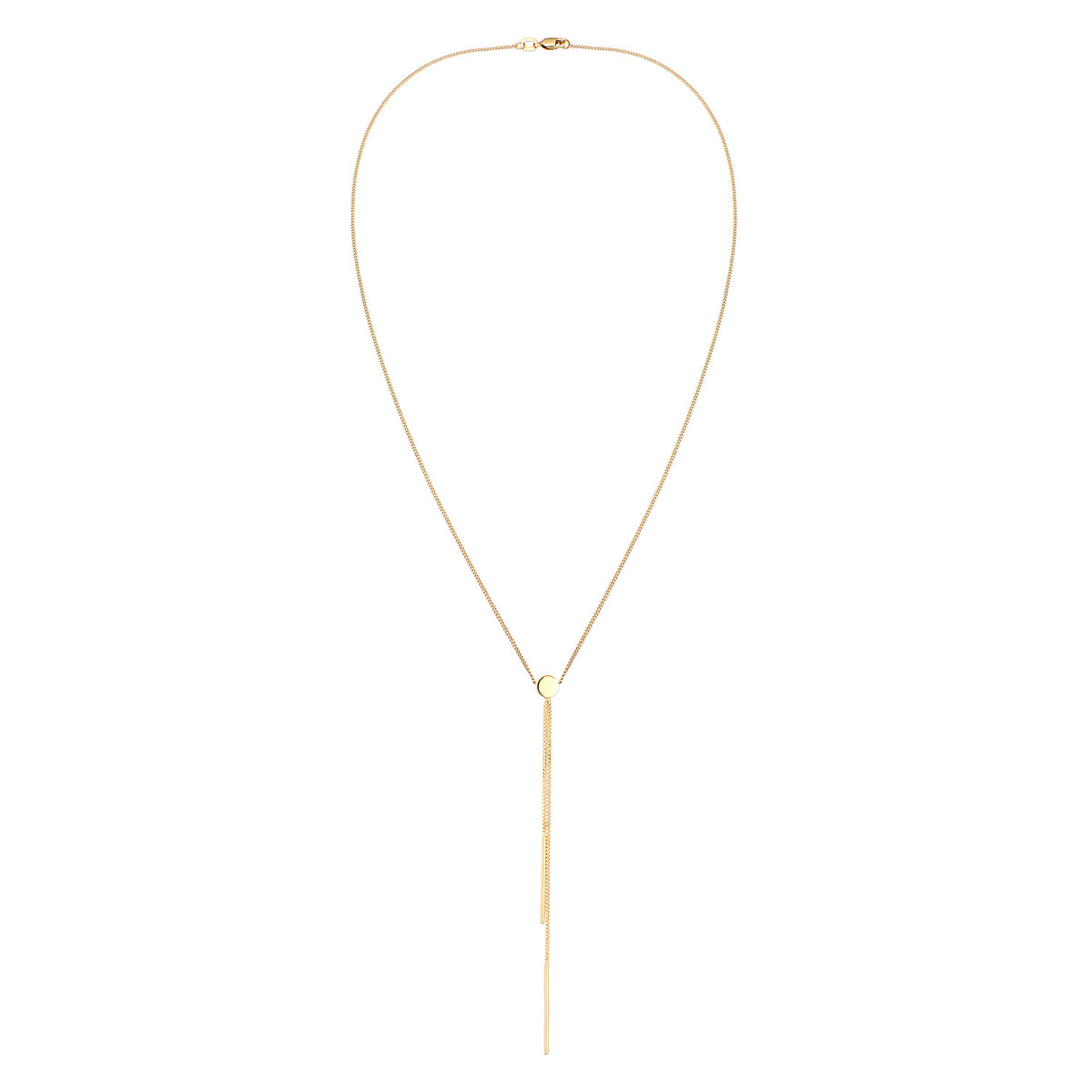 Gold - Elli PREMIUM | Y-Halskette Plättchen | 375 Gelbgold