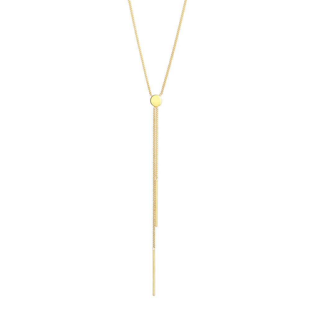 Gold - Elli PREMIUM | Y-Halskette Plättchen | 375 Gelbgold