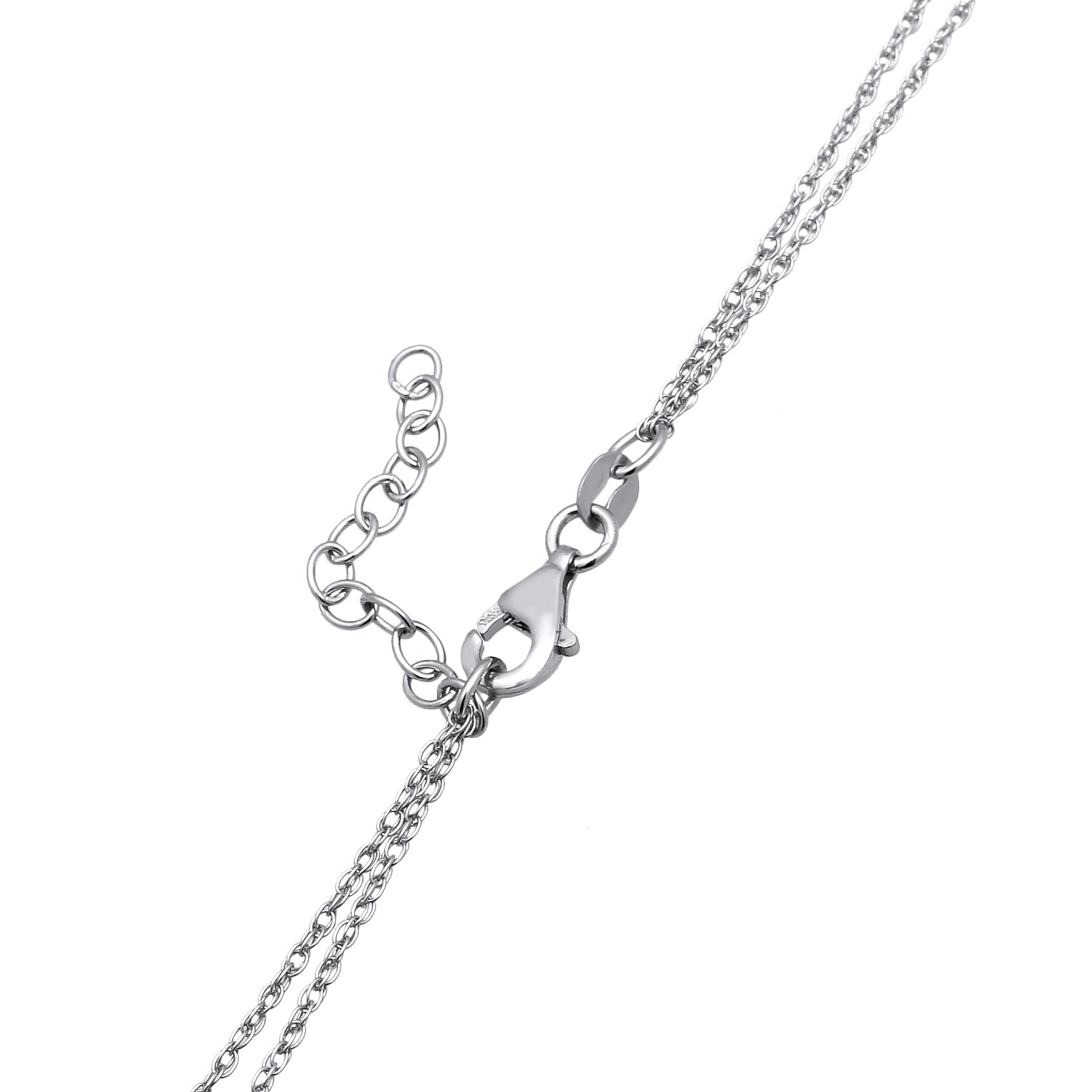 Silber - Elli | Layer Halskette Kreuz | Zirkonia (Weiß) | 925 Sterling Silber