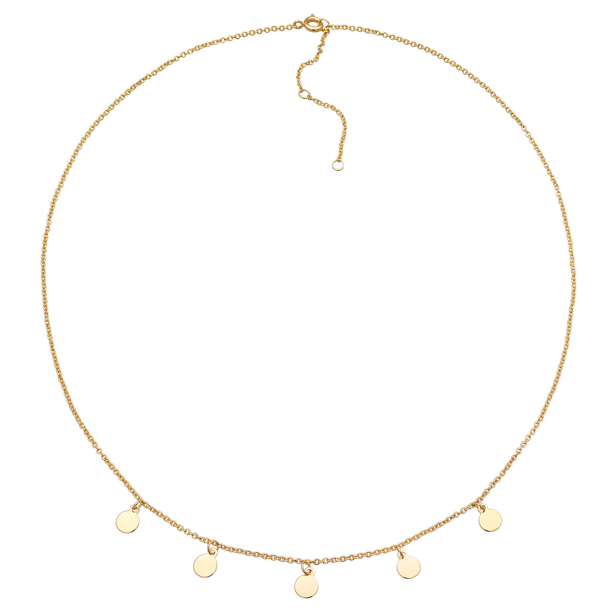 Gold - Elli | Halskette mit Plättchen Anhänger | Messing