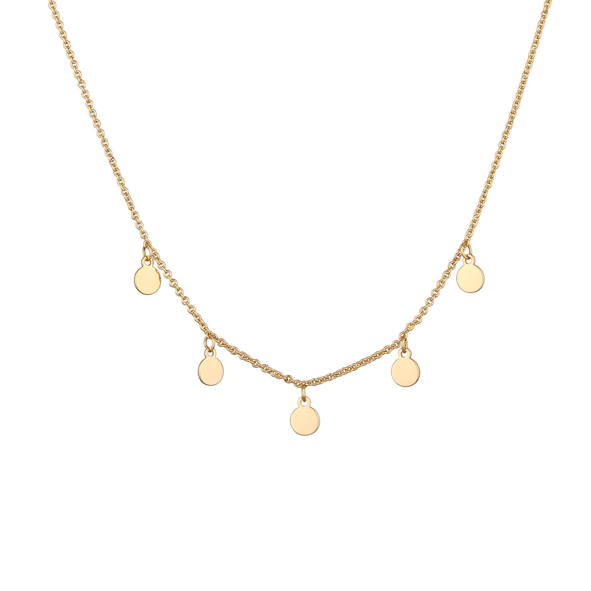 Gold - Elli | Halskette mit Plättchen Anhänger | Messing