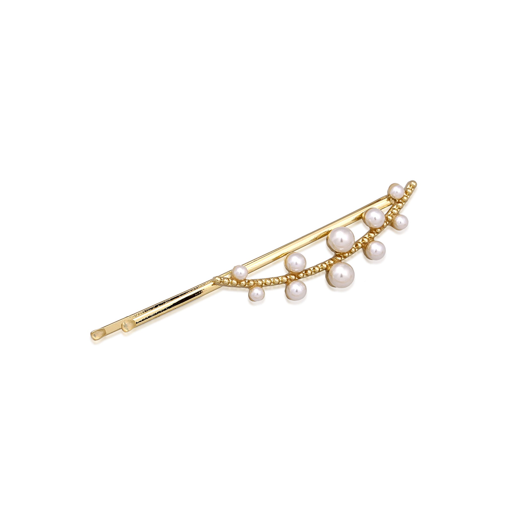 Gold - Elli | Haarnadel Set Schneeflocke | Glasperlen | Messing