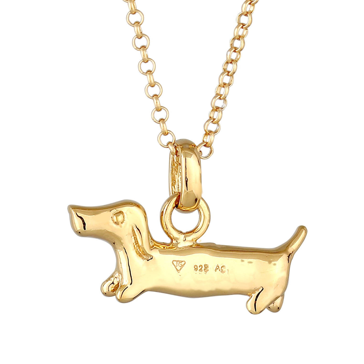 Gold - Elli | Halskette Dackel Anhänger | 925 Sterling Silber vergoldet