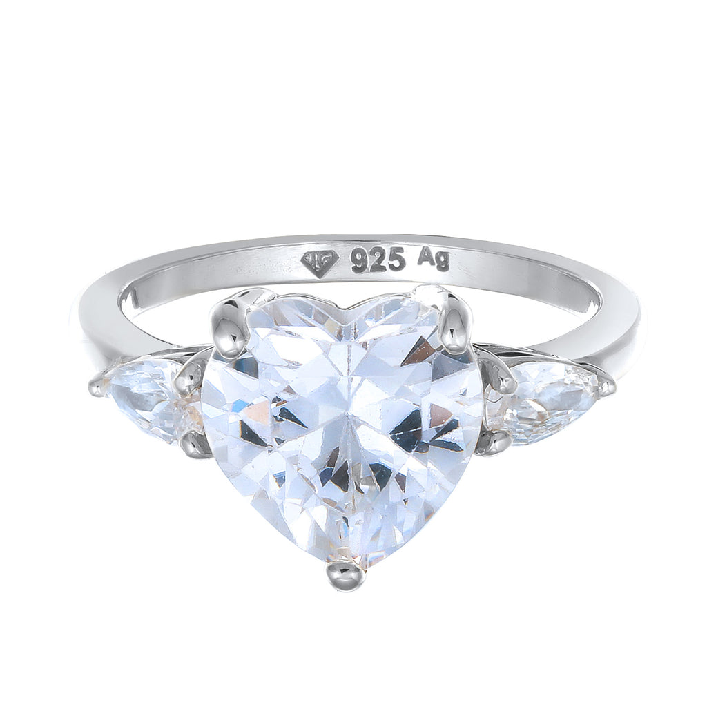 Silber - Elli | Ring Herz | Zirkonia (Weiß) | 925 Sterling Silber