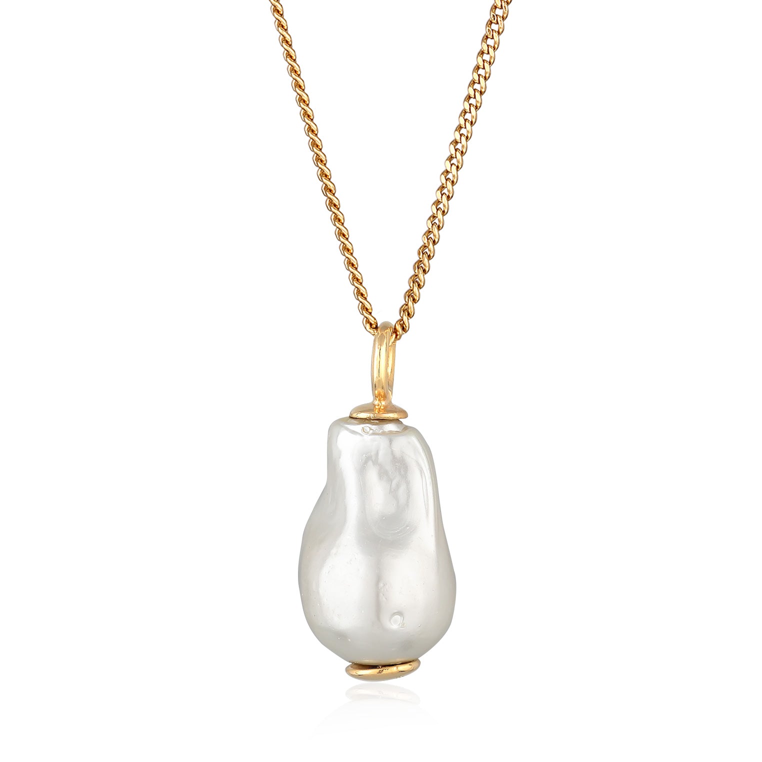 Gold - Elli | Halskette Barock | Muschelperle (Weiß) | 925 Sterling Silber vergoldet