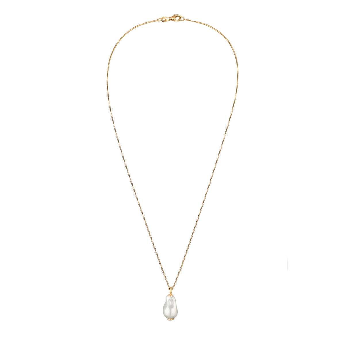 Gold - Elli | Halskette Barock | Muschelperle (Weiß) | 925 Sterling Silber vergoldet