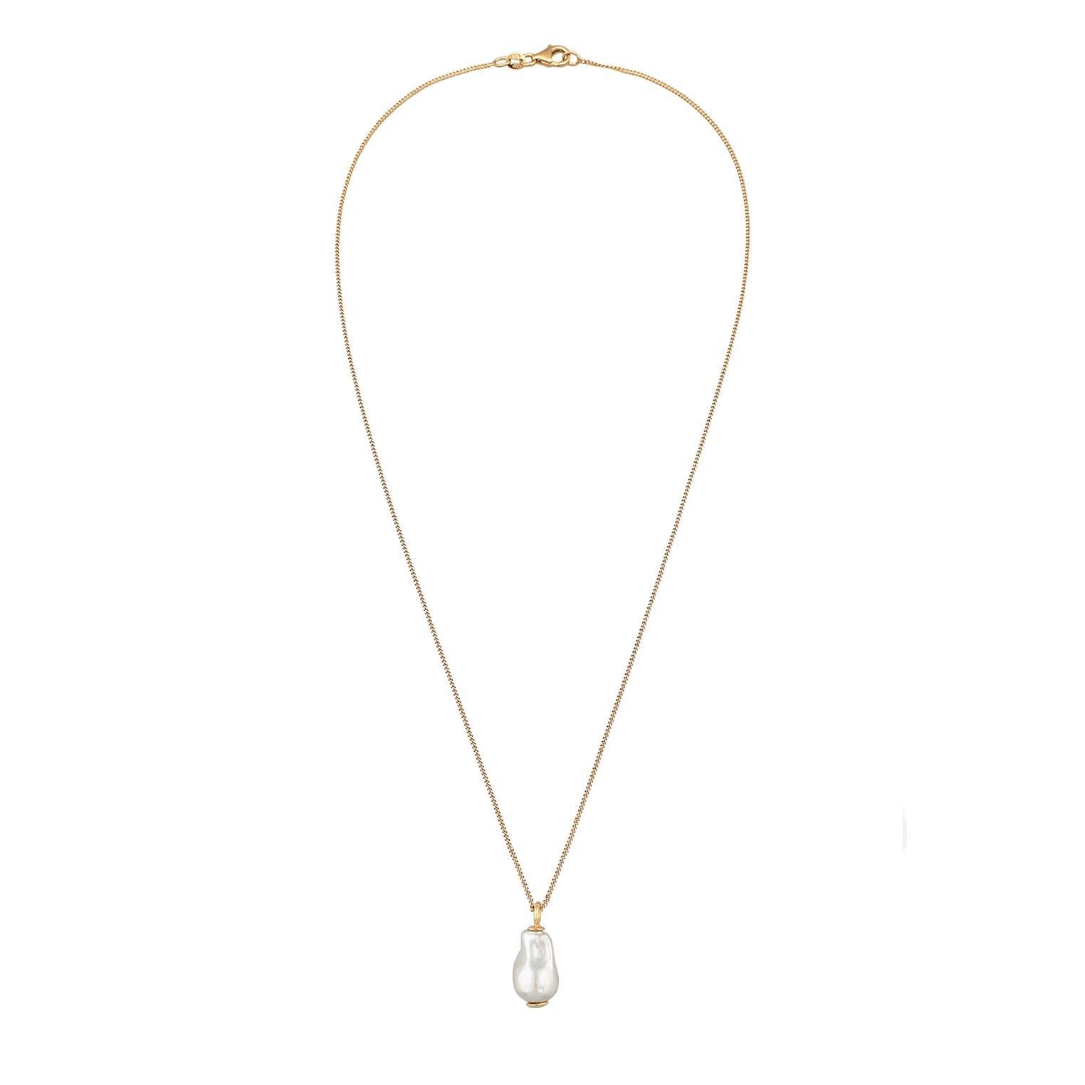 Gold - Elli | Halskette Barock | Muschelperle (Weiß) | 925 Sterling Silber vergoldet