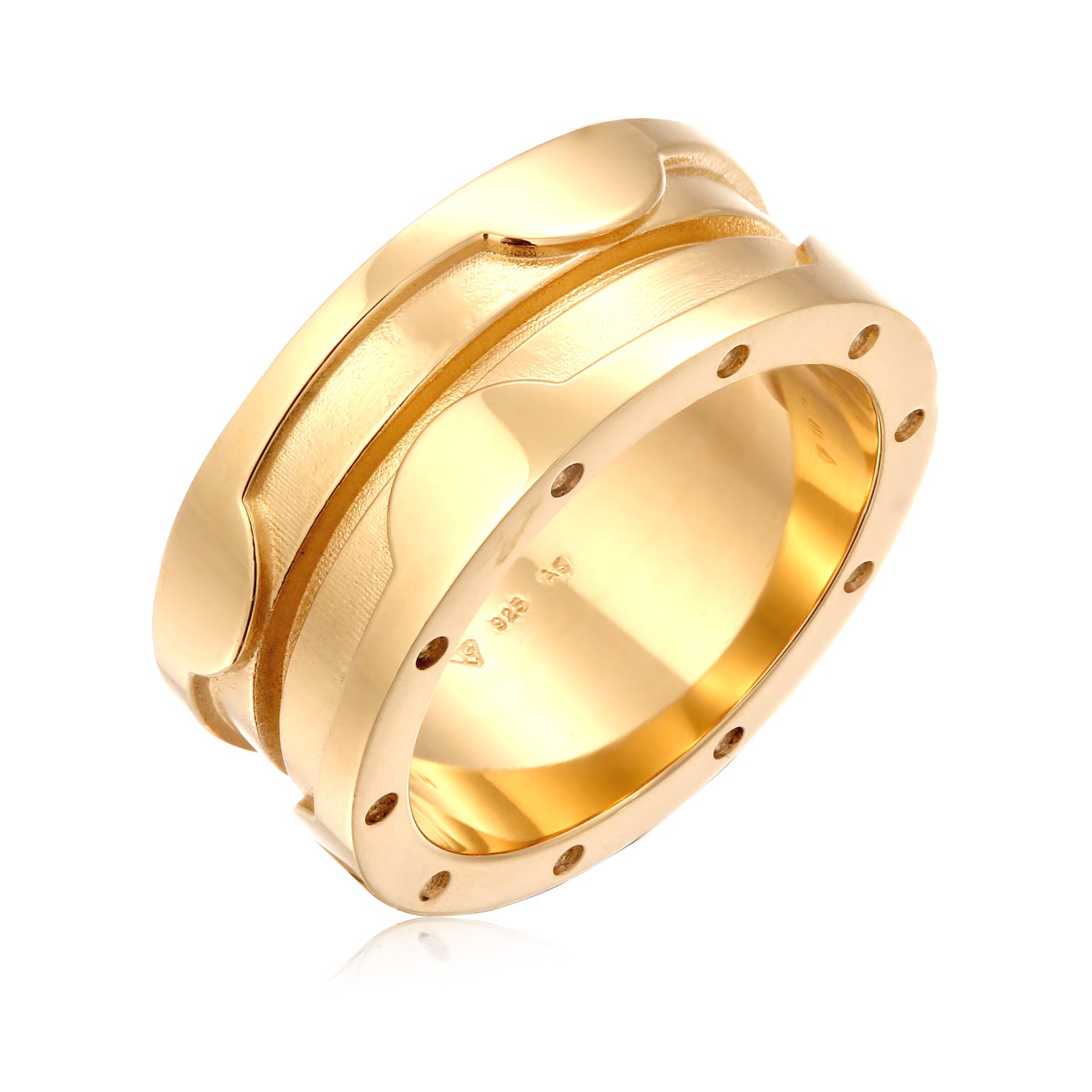 Gold - Elli | Bandring Chunky | 925 Sterling Silber vergoldet