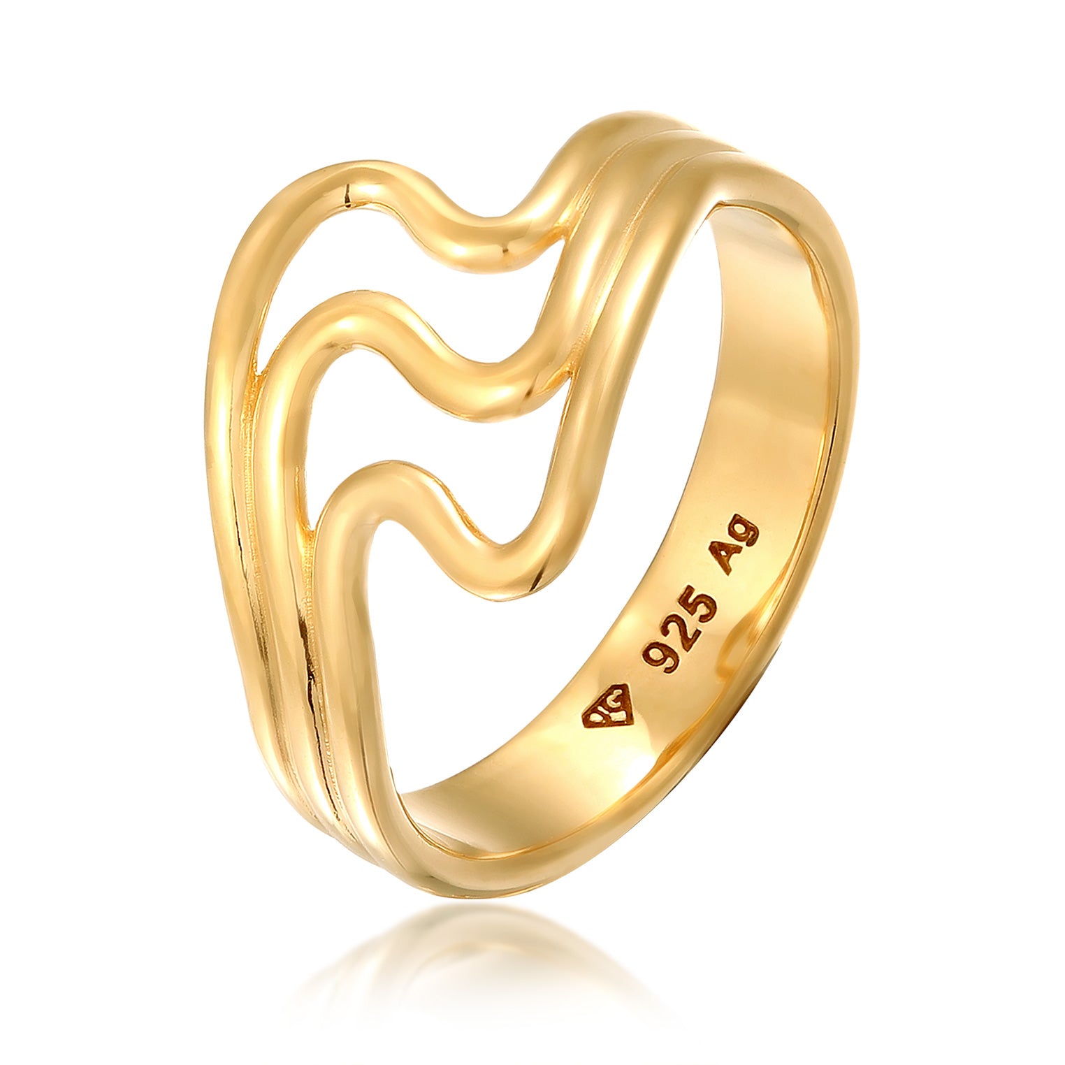 Gold - Elli | Ring | Wellen | 925 Sterling Silber vergoldet