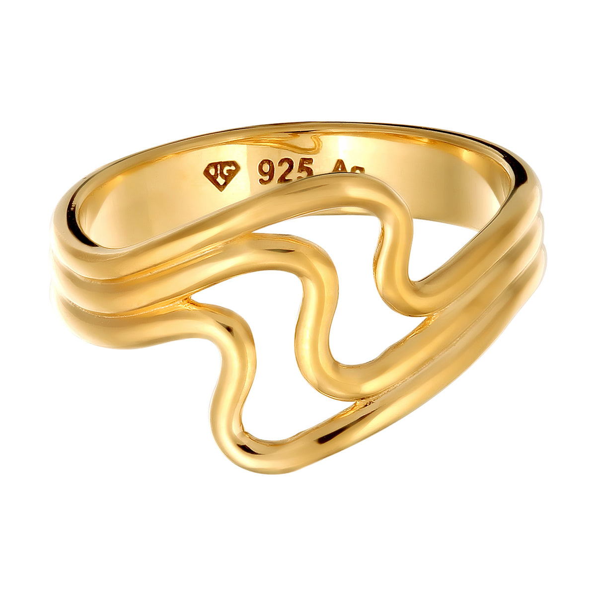 Gold - Elli | Ring | Wellen | 925 Sterling Silber vergoldet