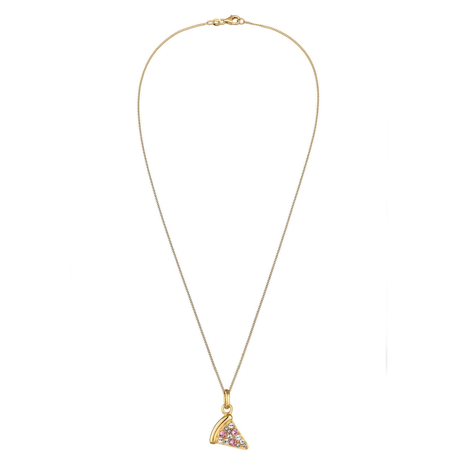 Gold - Elli | Halskette Pizzastück | Mit Kristallen von Swarovski® (Weiß, Rosa) | 925 Sterling Silber vergoldet