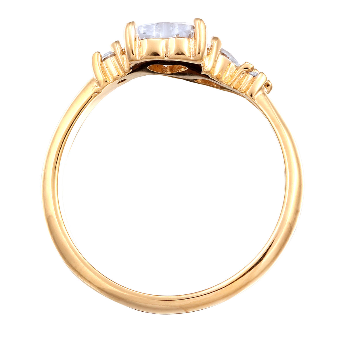 Gold - Elli | Ring Herzen | Zirkonia (Weiß) | 925 Sterling Silber vergoldet