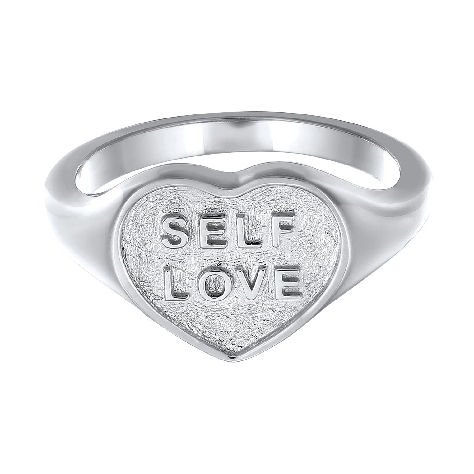 Silber - Elli | Siegelring Herz SELF LOVE | 925 Sterling Silber