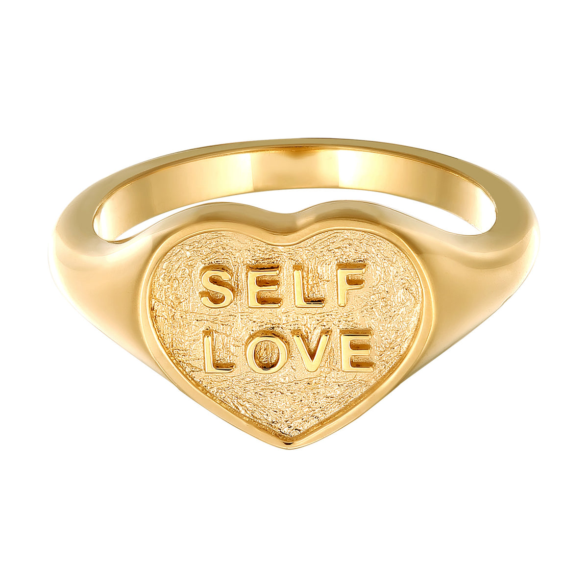 Gold - Elli | Siegelring Herz SELF LOVE | 925 Sterling Silber vergoldet