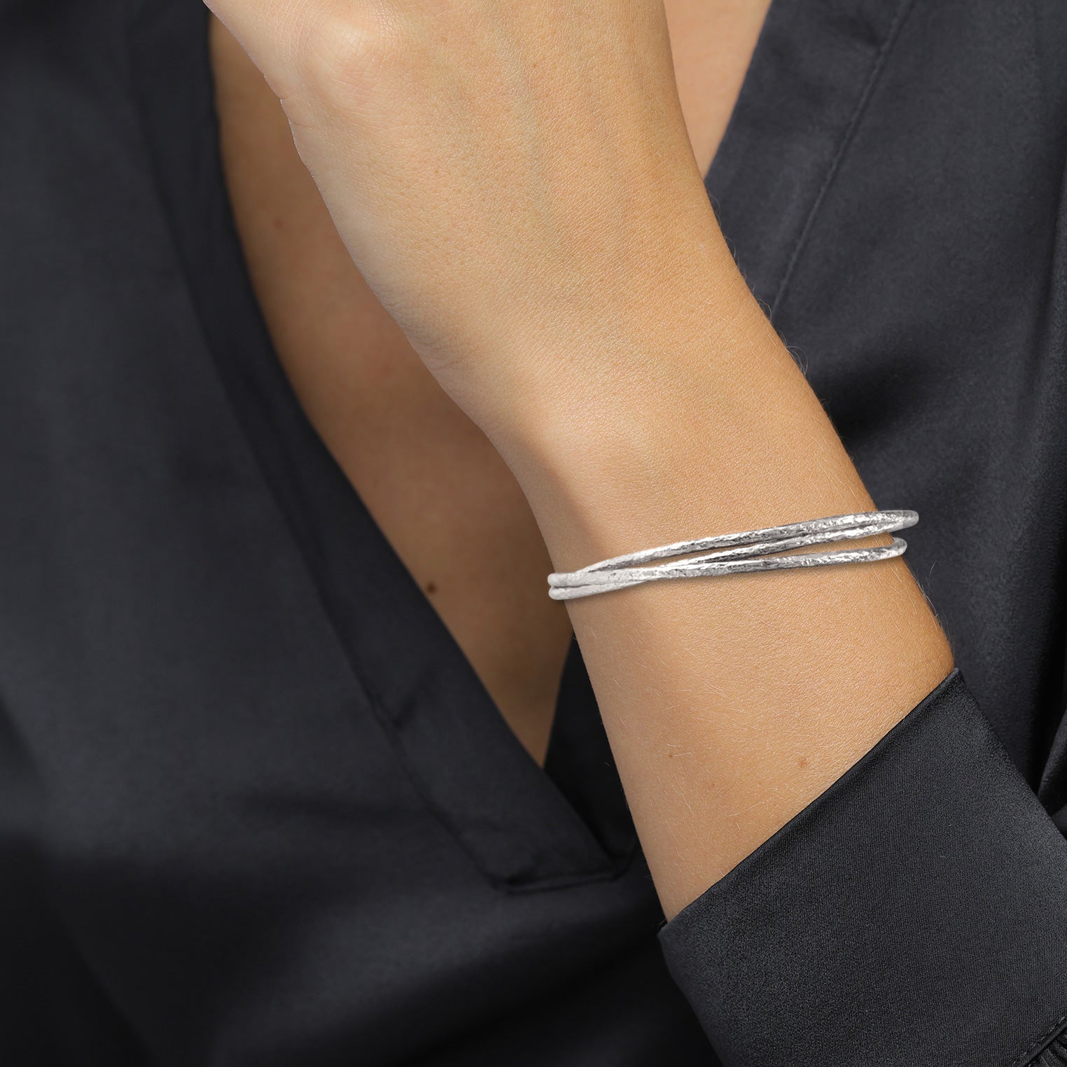 Silber - Elli PREMIUM | Armreif Trio Organic | 925 Sterling Silber