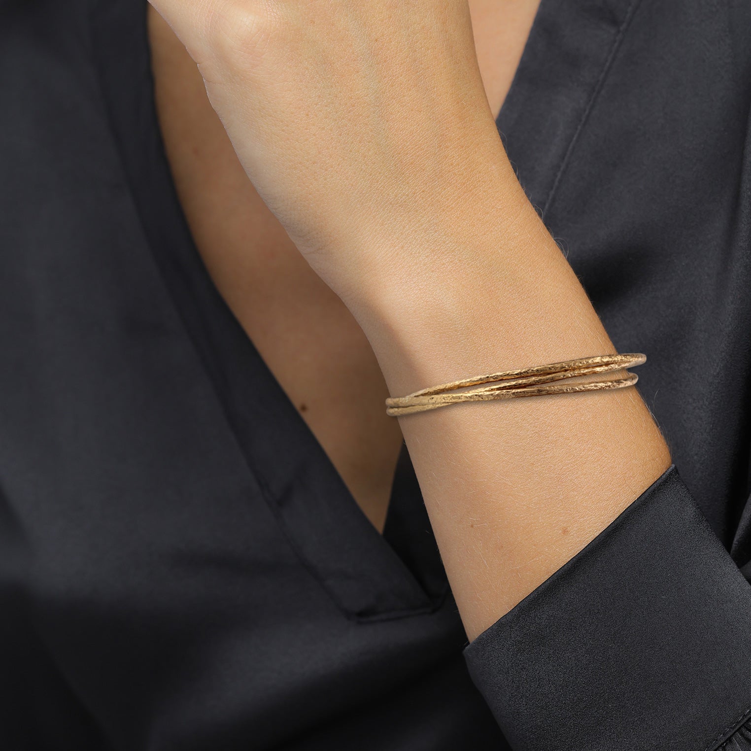 Gold - Elli PREMIUM | Armreif Trio Organic | 925 Sterling Silber vergoldet