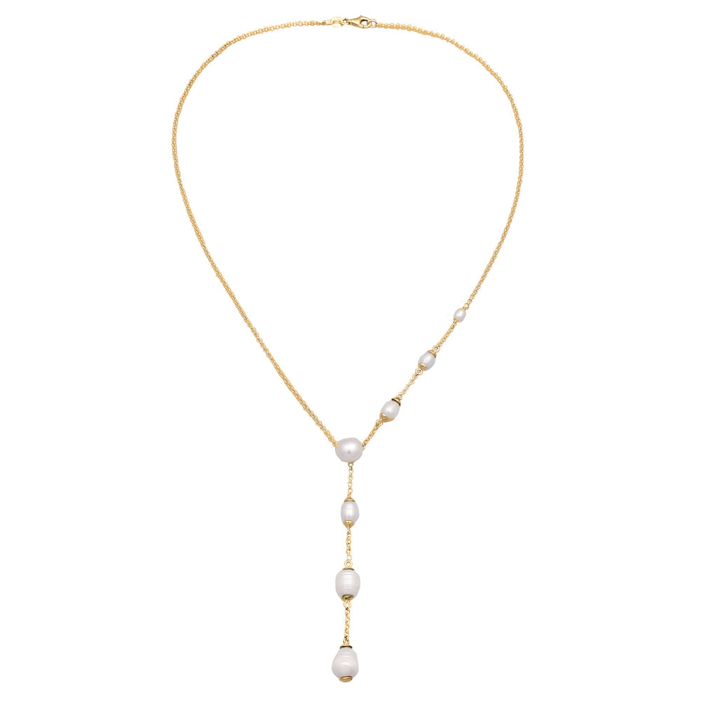 Y-Halskette | Süßwasserzuchtperlen (Weiß)
