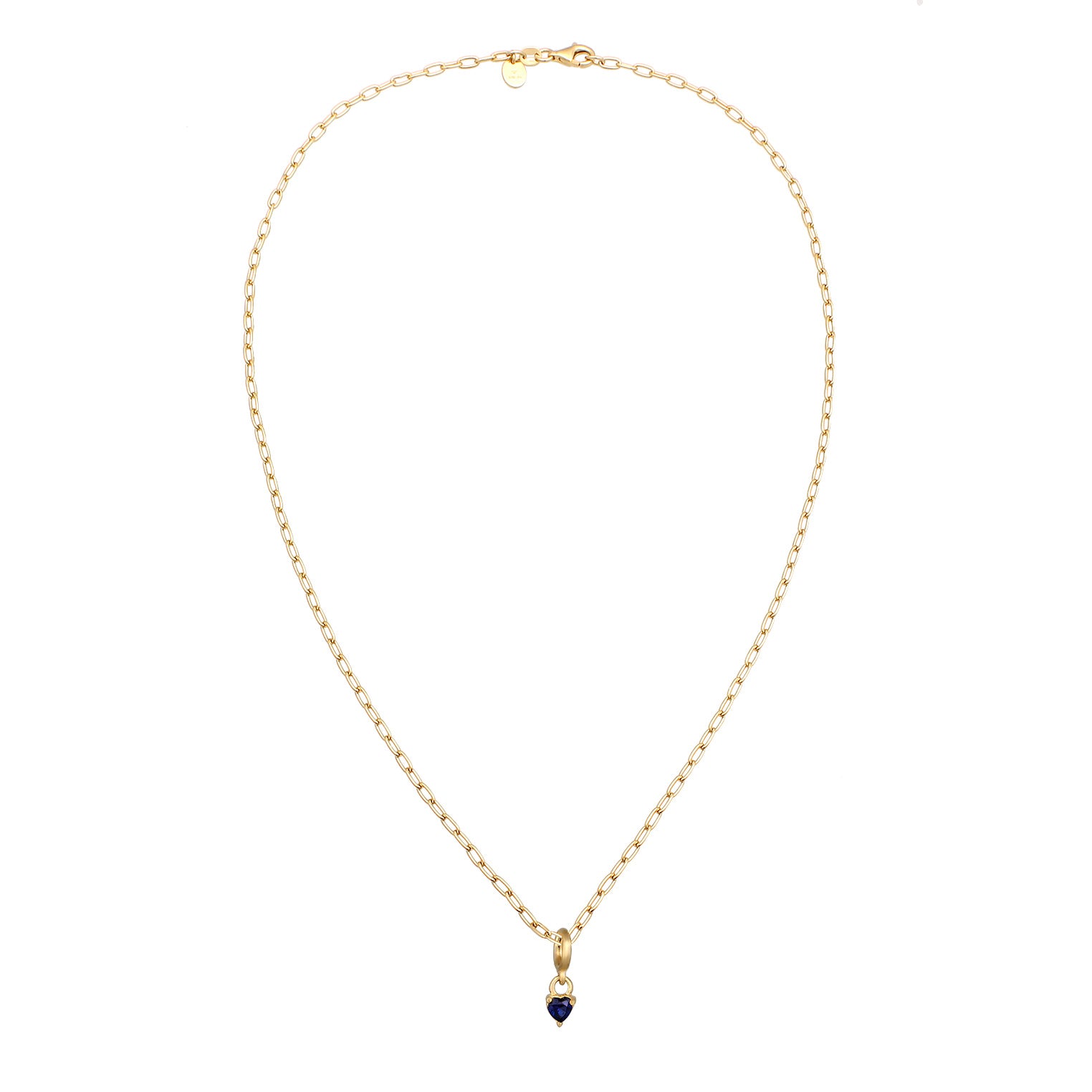 Gold - Elli PREMIUM | Glieder-Halskette Herz | Saphir (Blau) | 925 Sterling Silber vergoldet