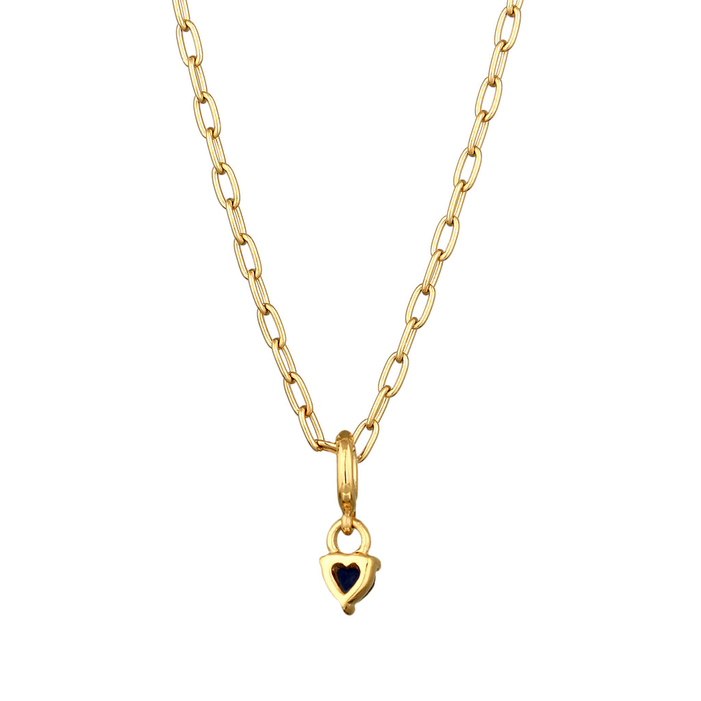 Gold - Elli PREMIUM | Glieder-Halskette Herz | Saphir (Blau) | 925 Sterling Silber vergoldet