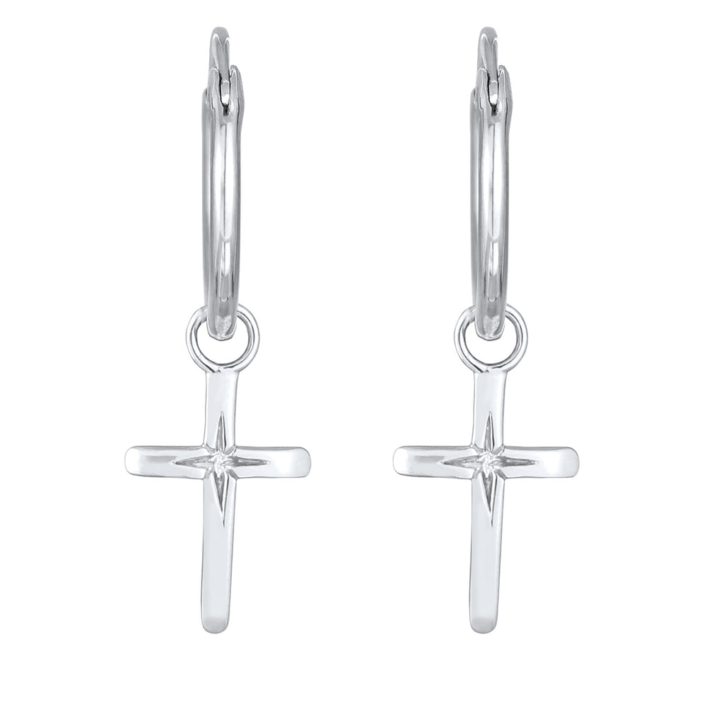 Silber - Elli | Creolen Kreuz | 925 Sterling Silber