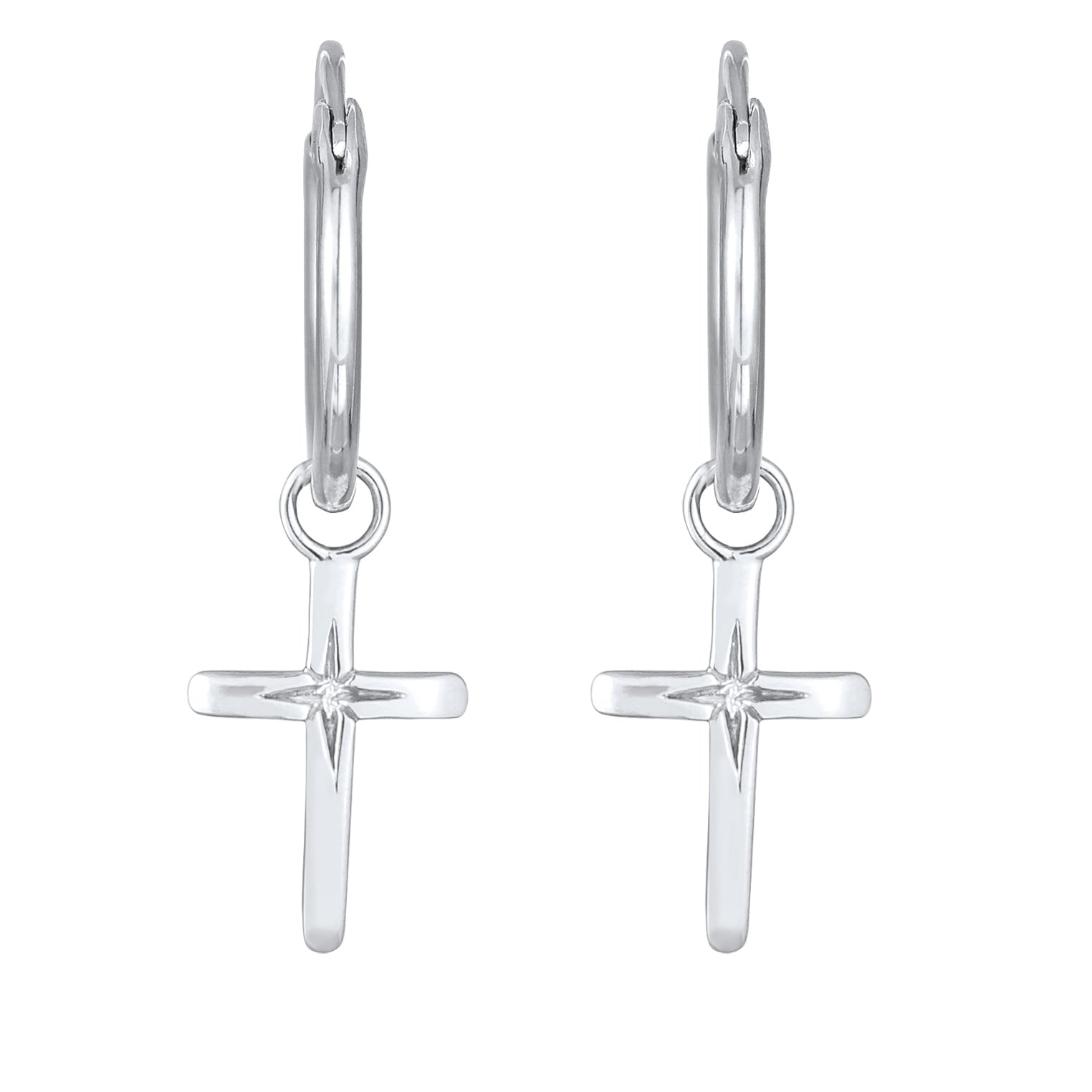 Silber - Elli | Creolen Kreuz | 925 Sterling Silber