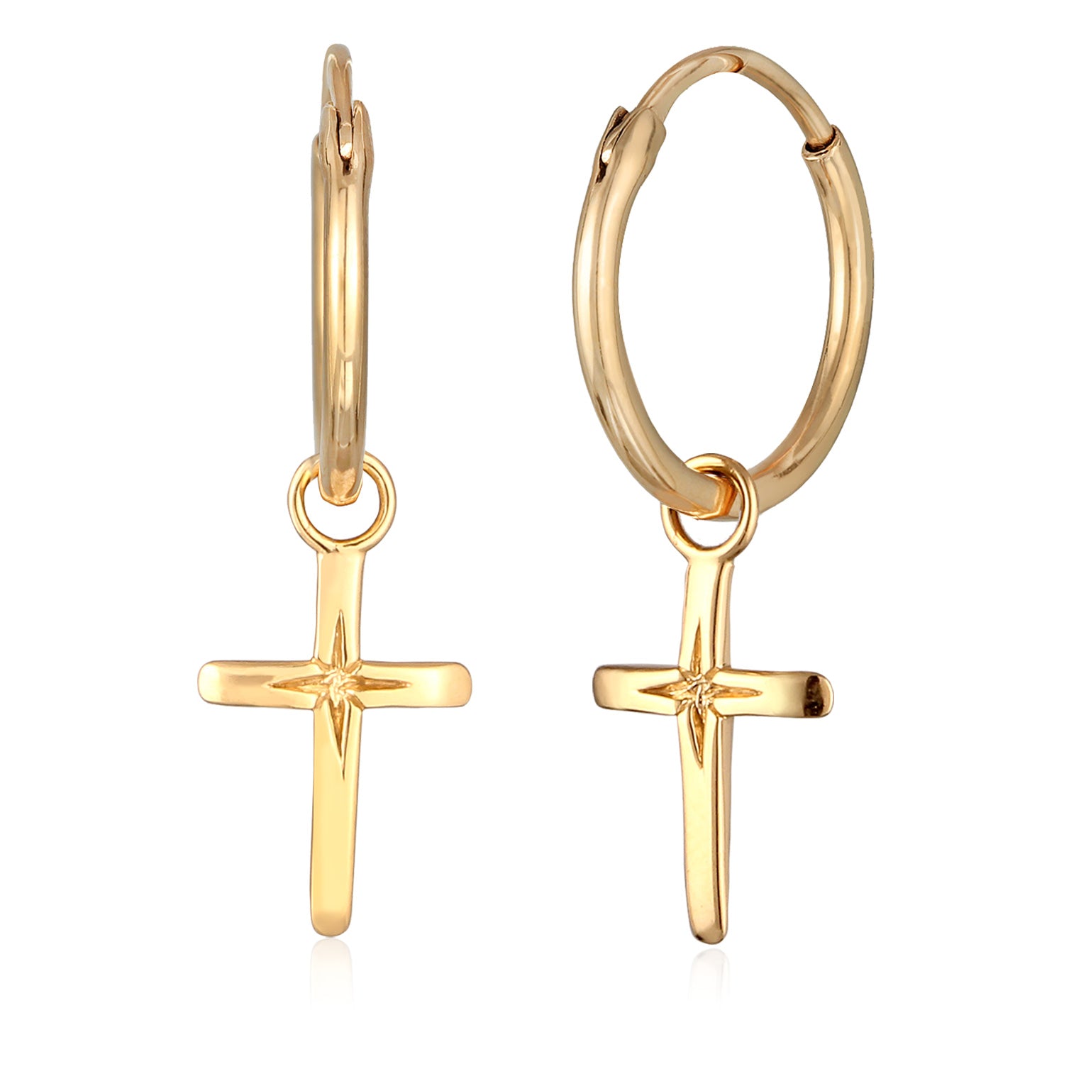 Gold - Elli | Creolen Kreuz | 925 Sterling Silber vergoldet