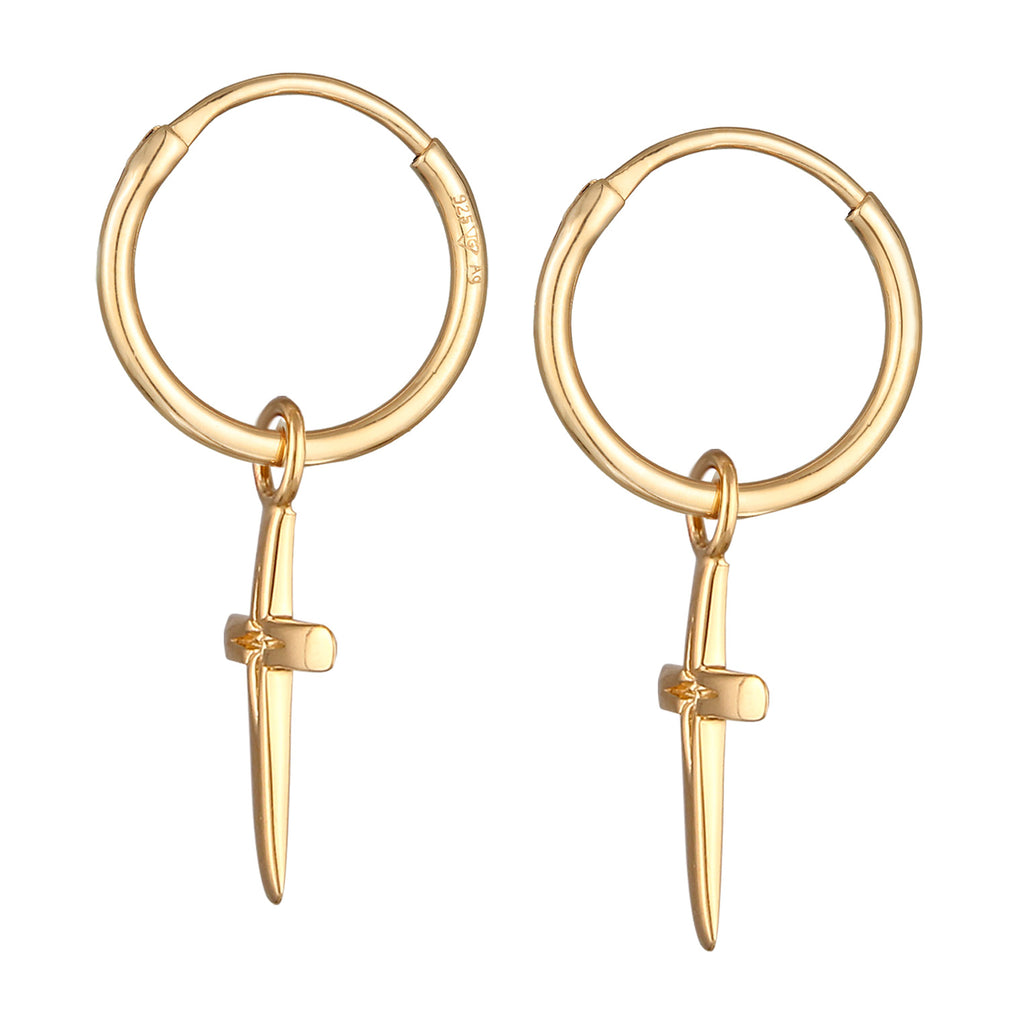 Gold - Elli | Creolen Kreuz | 925 Sterling Silber vergoldet