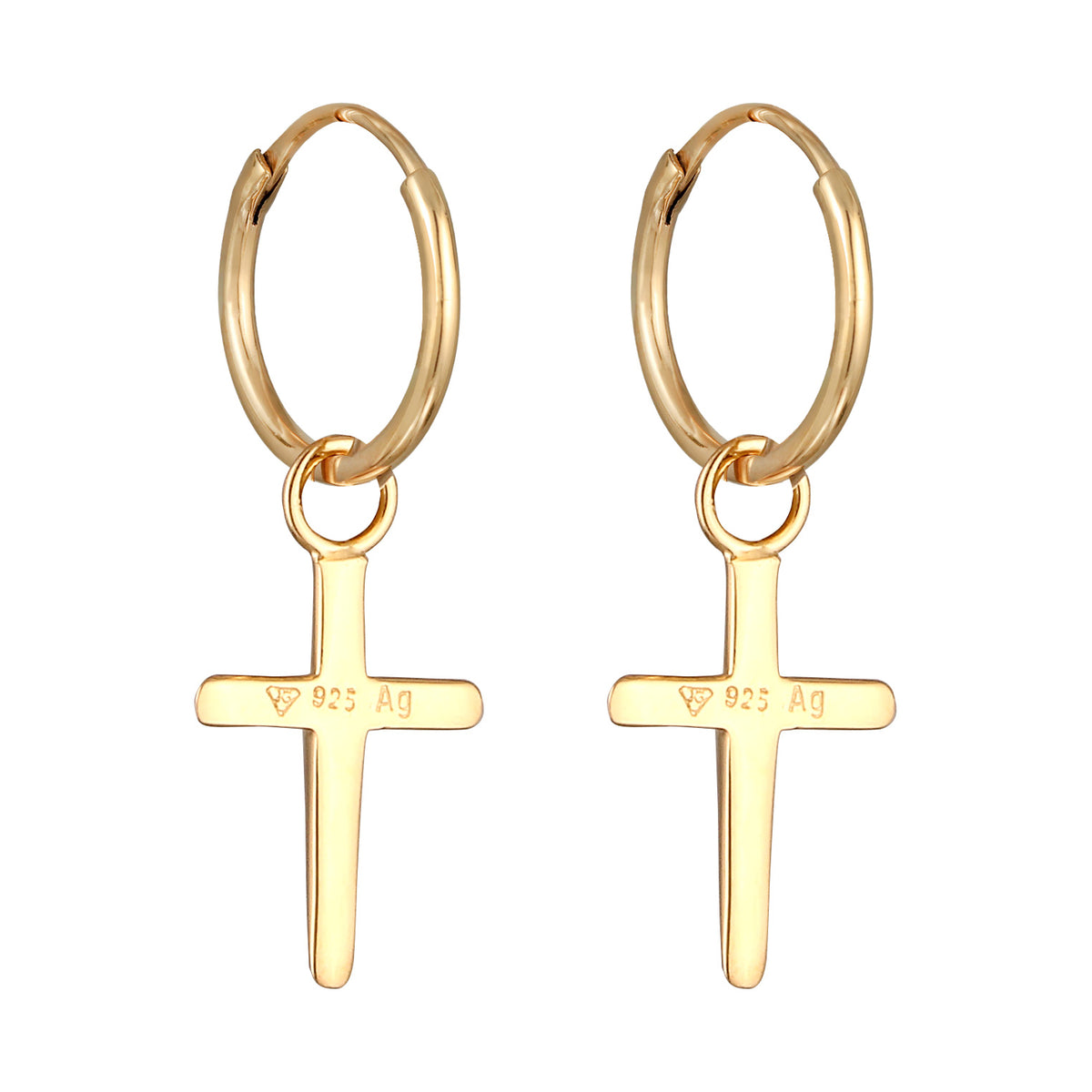 Gold - Elli | Creolen Kreuz | 925 Sterling Silber vergoldet