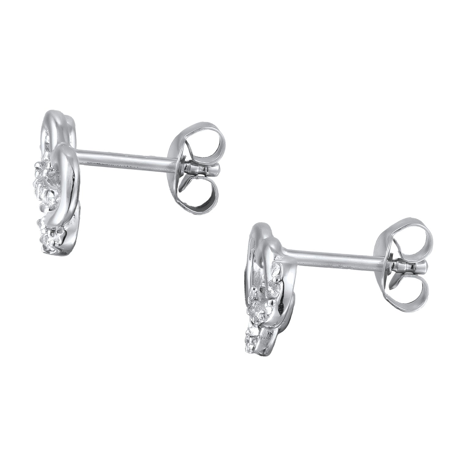 Silber - Elli | Ohrstecker Herz | Infintiy Glas Kristalle (Weiß) | 925 Sterling Silber