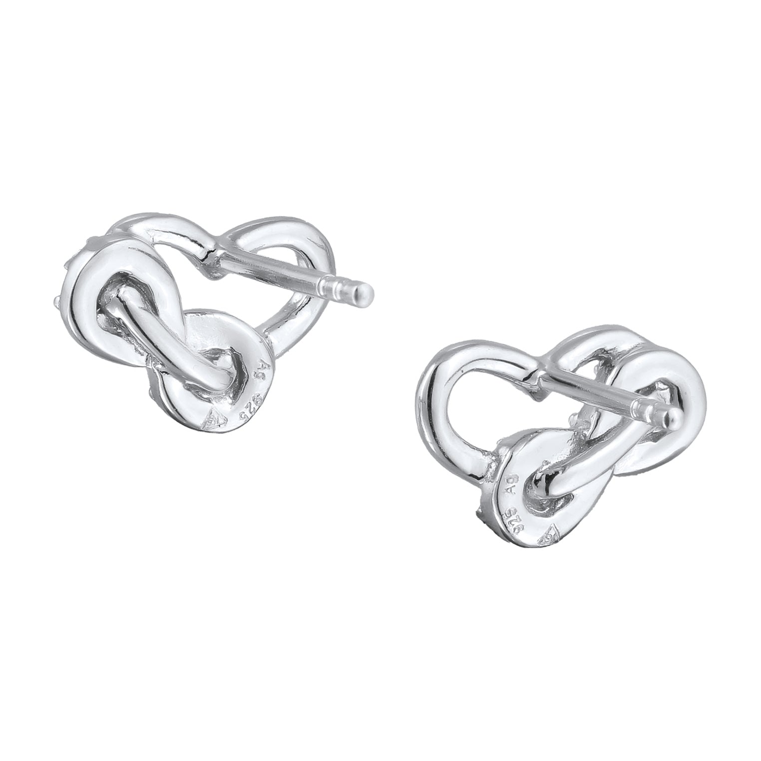 Silber - Elli | Ohrstecker Herz | Infintiy Glas Kristalle (Weiß) | 925 Sterling Silber