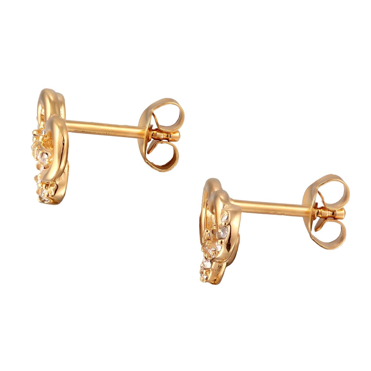 Gold - Elli | Ohrstecker Herz | Mit Kristallen von Swarovski® (Weiß) | 925 Sterling Silber vergoldet