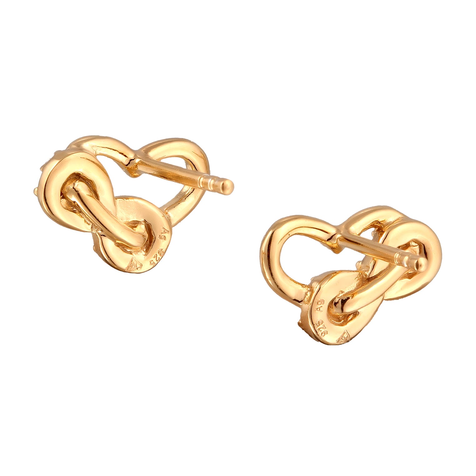 Gold - Elli | Ohrstecker Herz | Mit Kristallen von Swarovski® (Weiß) | 925 Sterling Silber vergoldet