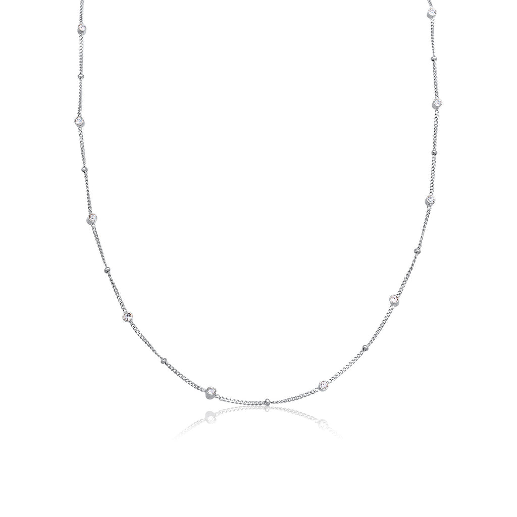 Silber - Elli | Kugel-Halskette | Mit Kristallen von Swarovski® (Weiß) | 925 Sterling Silber