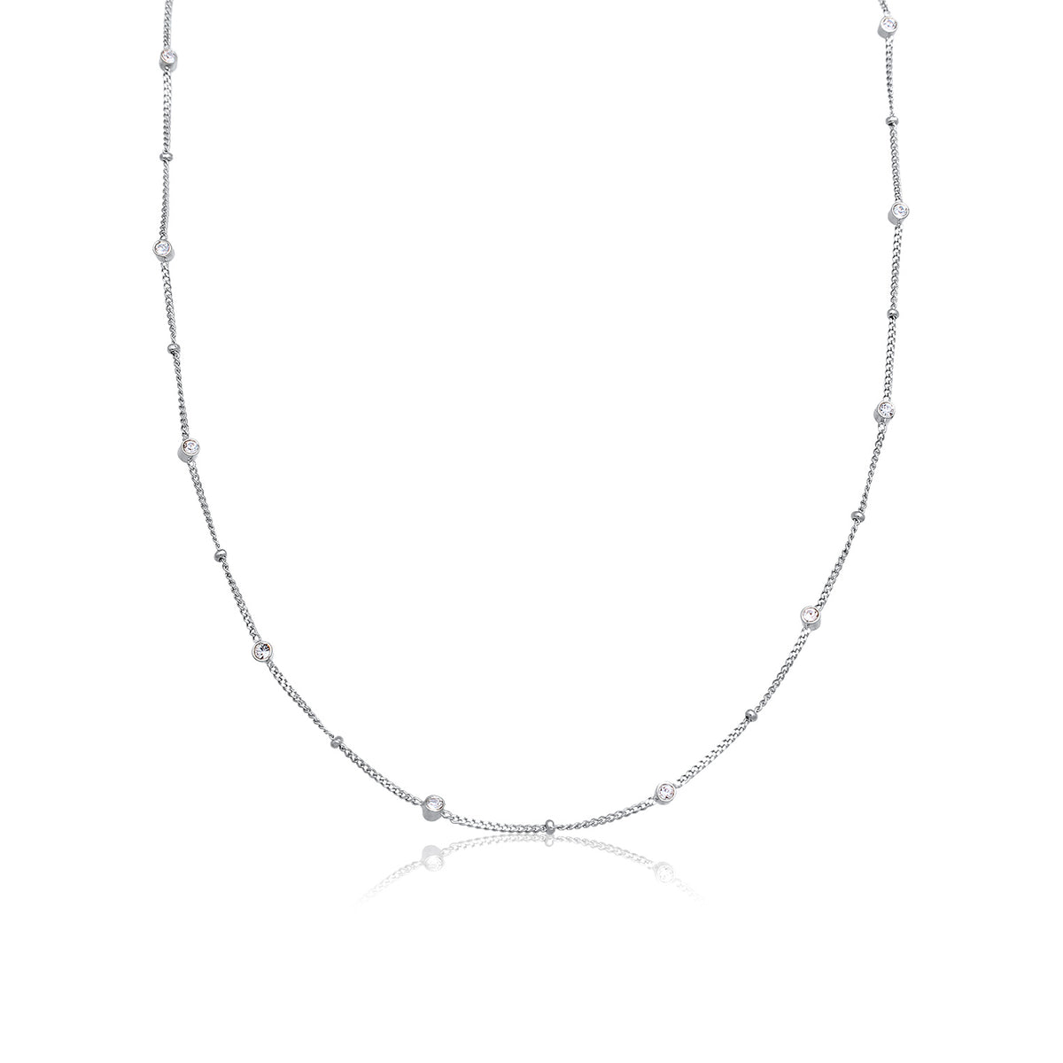 Silber - Elli | Kugel-Halskette | Mit Kristallen von Swarovski® (Weiß) | 925 Sterling Silber