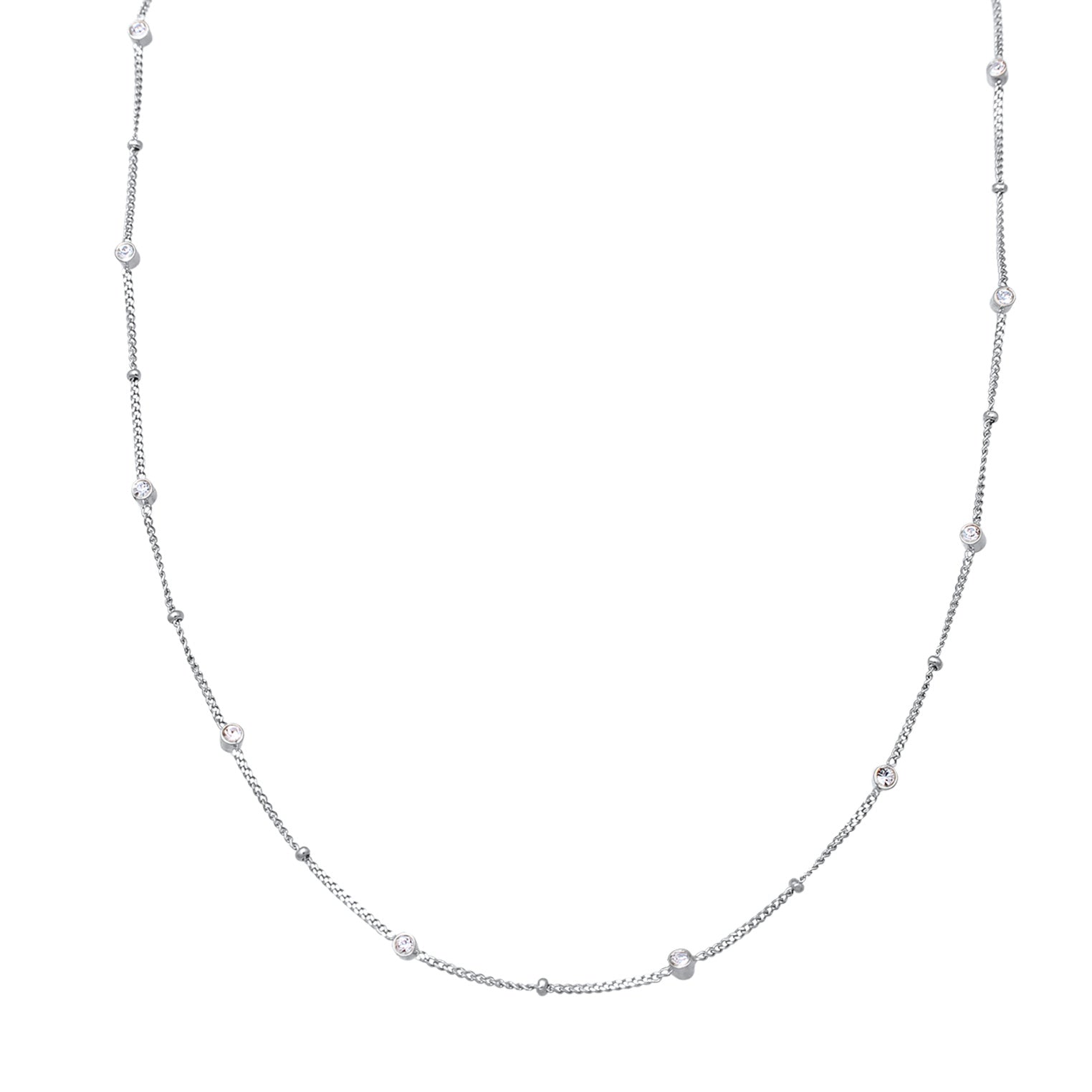 Silber - Elli | Kugel-Halskette | Mit Kristallen von Swarovski® (Weiß) | 925 Sterling Silber