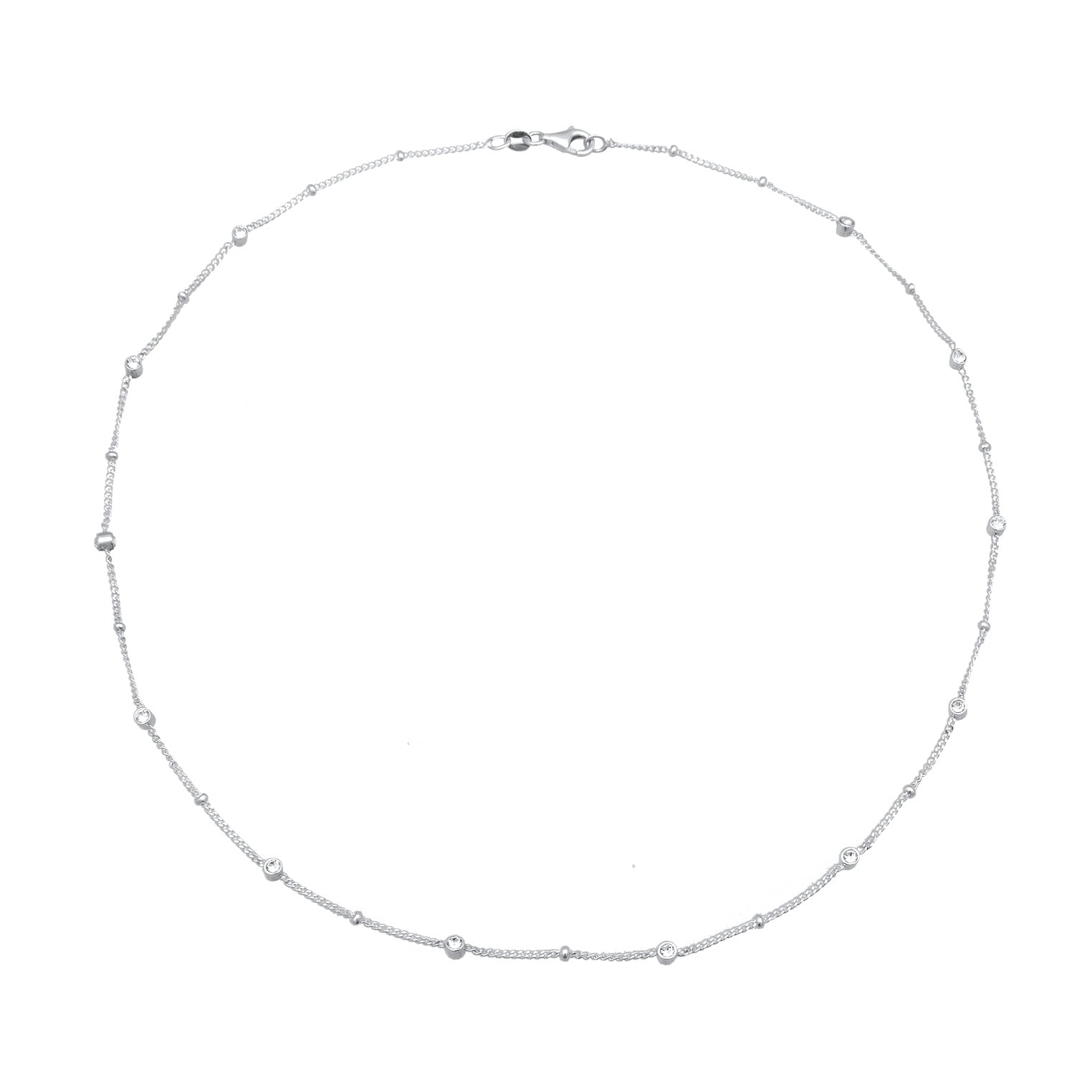 Silber - Elli | Kugel-Halskette | Mit Kristallen von Swarovski® (Weiß) | 925 Sterling Silber