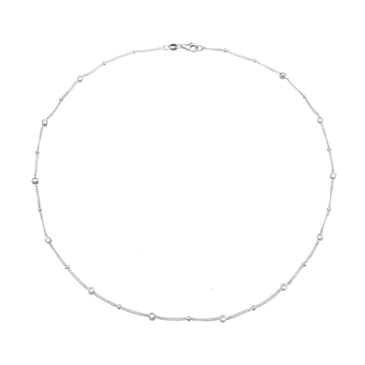 Silber - Elli | Kugel-Halskette | Mit Kristallen von Swarovski® (Weiß) | 925 Sterling Silber
