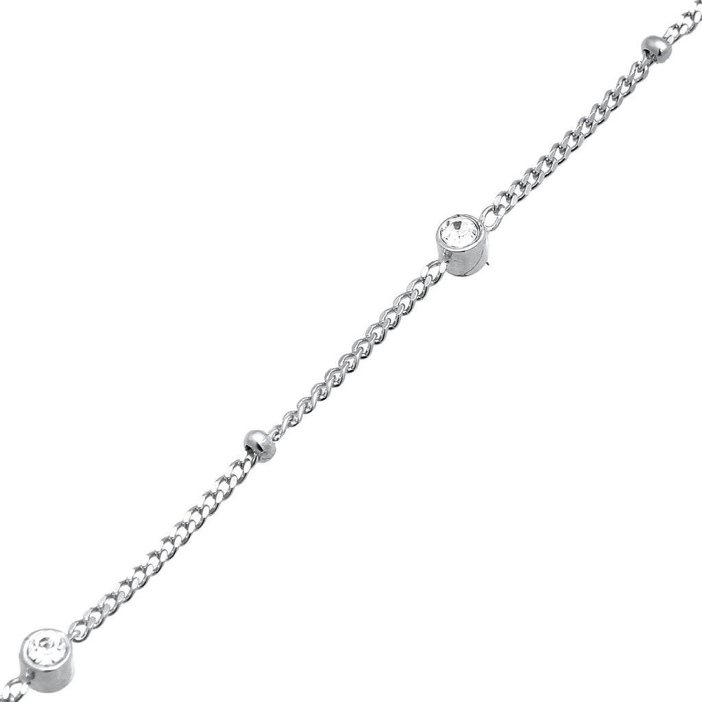 Silber - Elli | Kugel-Halskette | Mit Kristallen von Swarovski® (Weiß) | 925 Sterling Silber