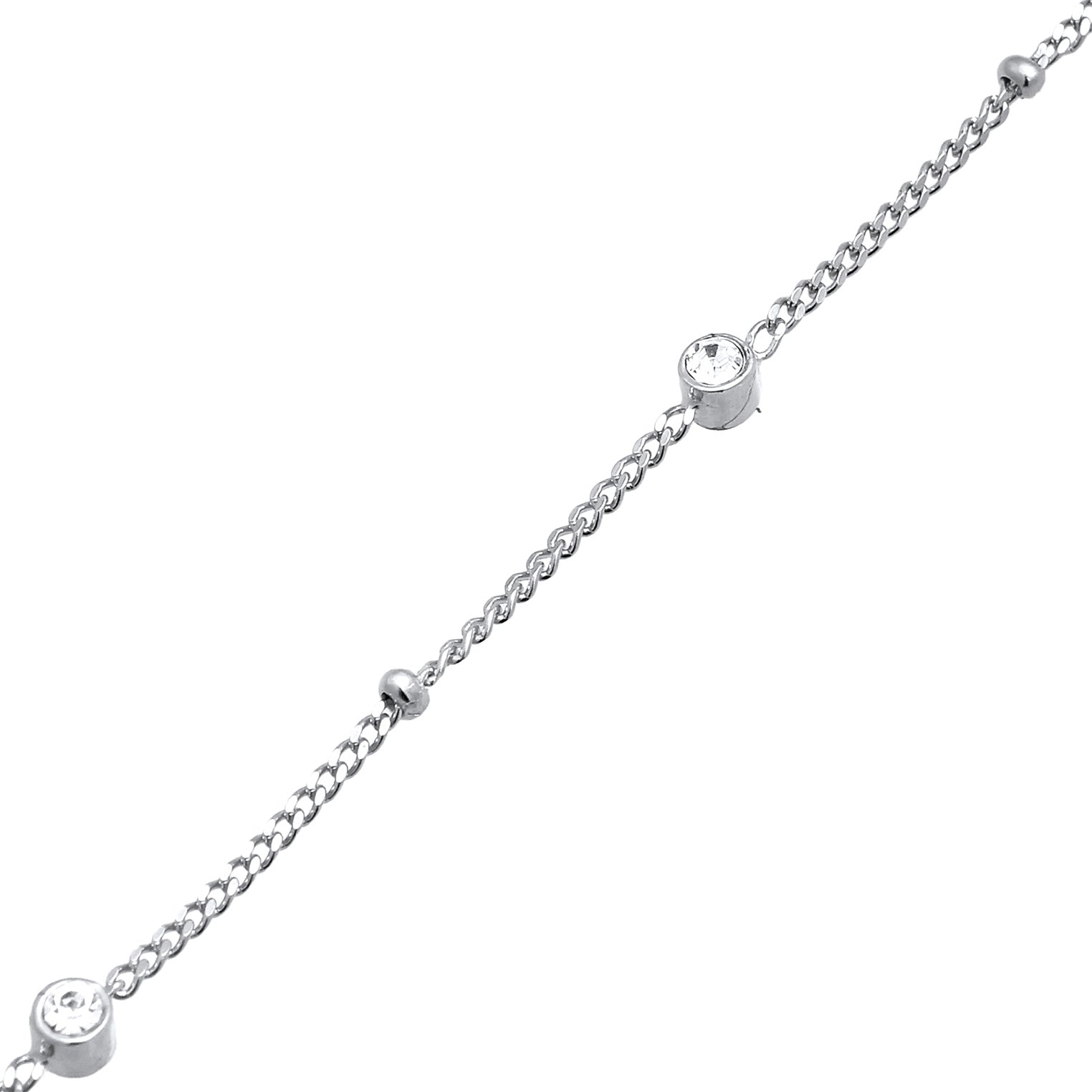 Silber - Elli | Kugel-Halskette | Mit Kristallen von Swarovski® (Weiß) | 925 Sterling Silber