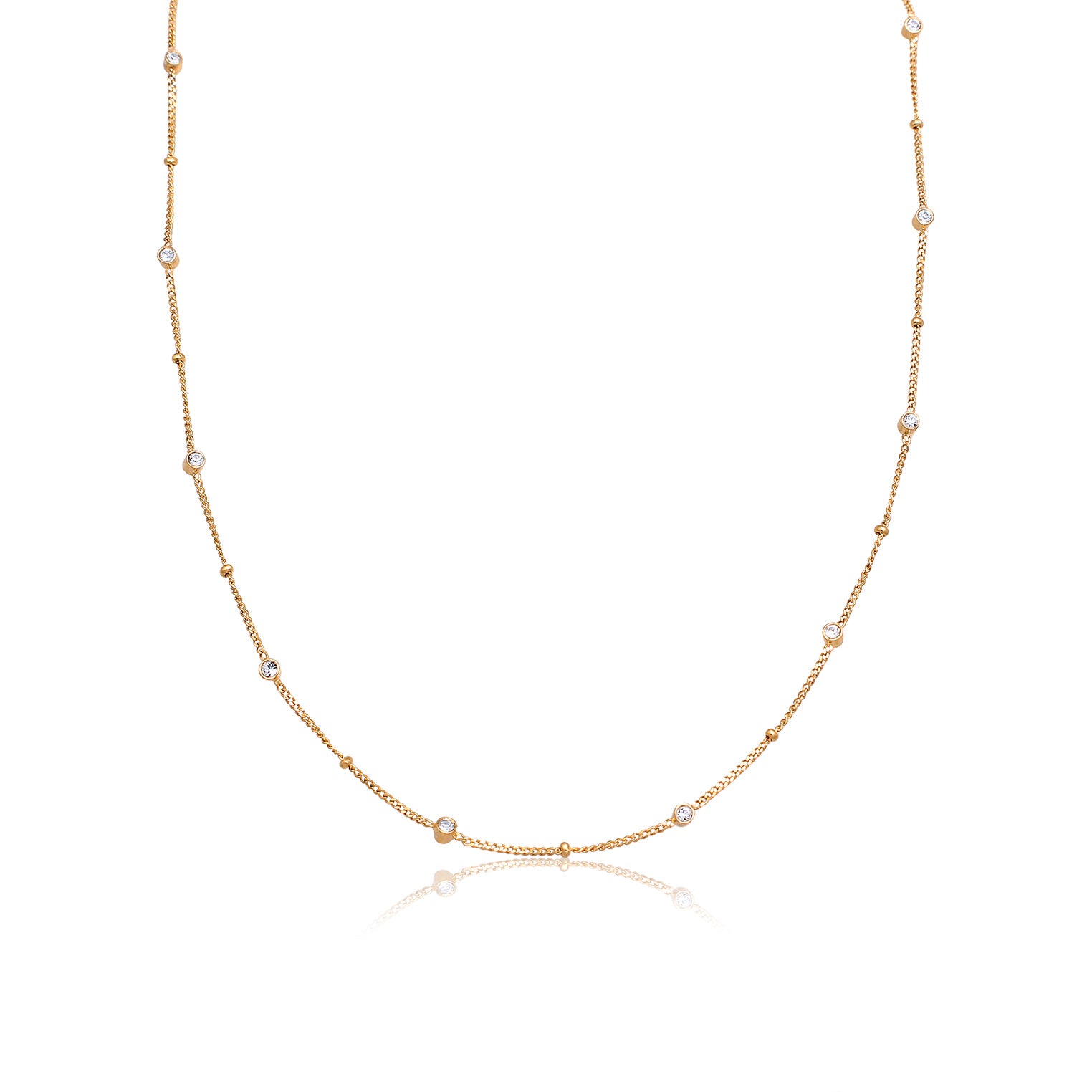 Gold - Elli | Kugel-Halskette | Mit Kristallen von Swarovski® (Weiß) | 925 Sterling Silber vergoldet